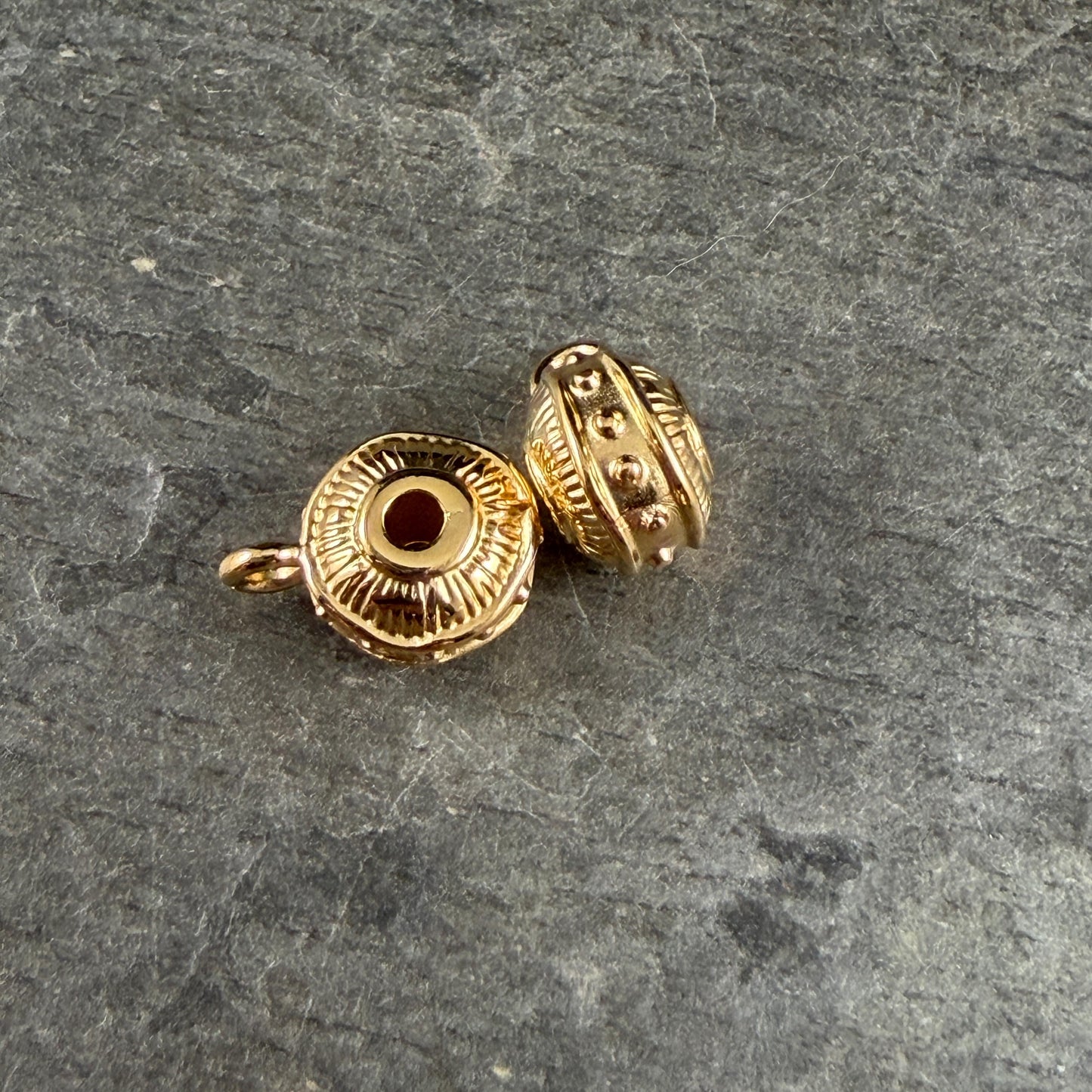 Bail Bead with Loop and 2.2mm Hole, 24k Gold Plated, Nickel Free (PF/15447-12) * Qty. 3