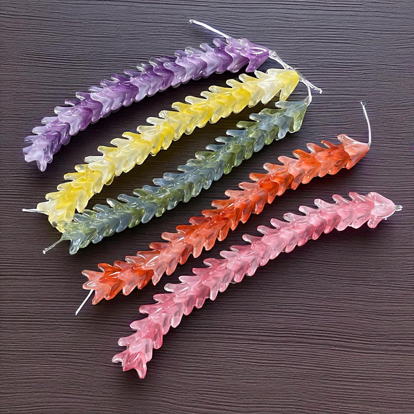 5-Petal Flower Bead Caps - 12mm Tapered Cone Glass Bead, Multi-Colored Mix (CBC-1) * Qty. 20