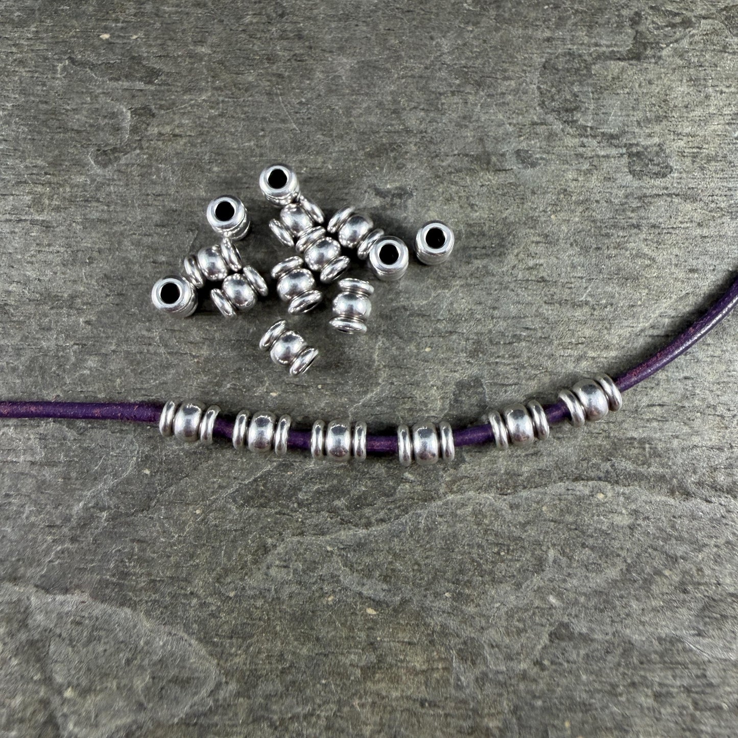 5x4mm Contoured Tube Bead, Antiqued Silver Plated Brass (PF/951-40-77) * Qty. 20