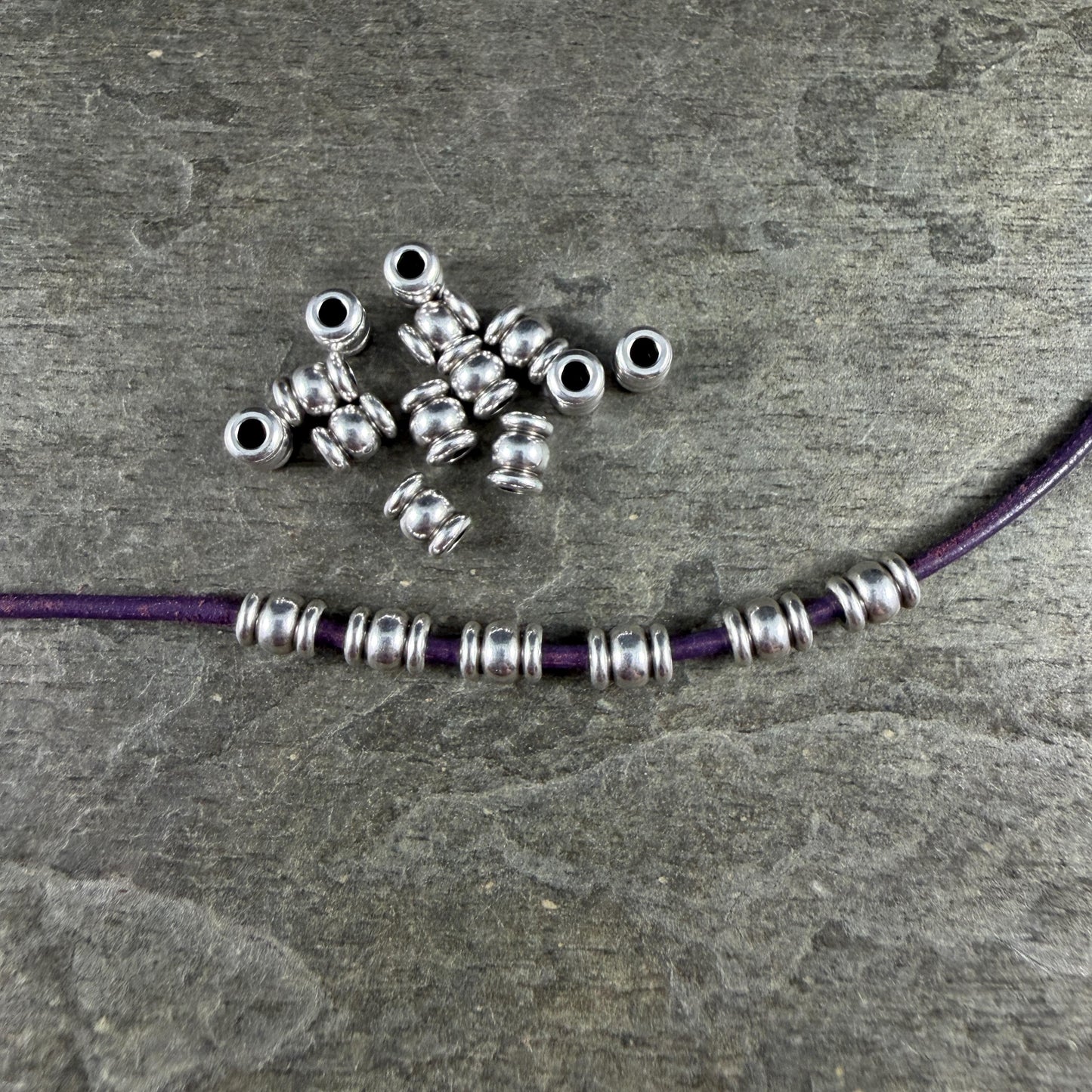 5x4mm Contoured Tube Bead, Antiqued Silver Plated Brass (PF/951-40-77) * Qty. 20