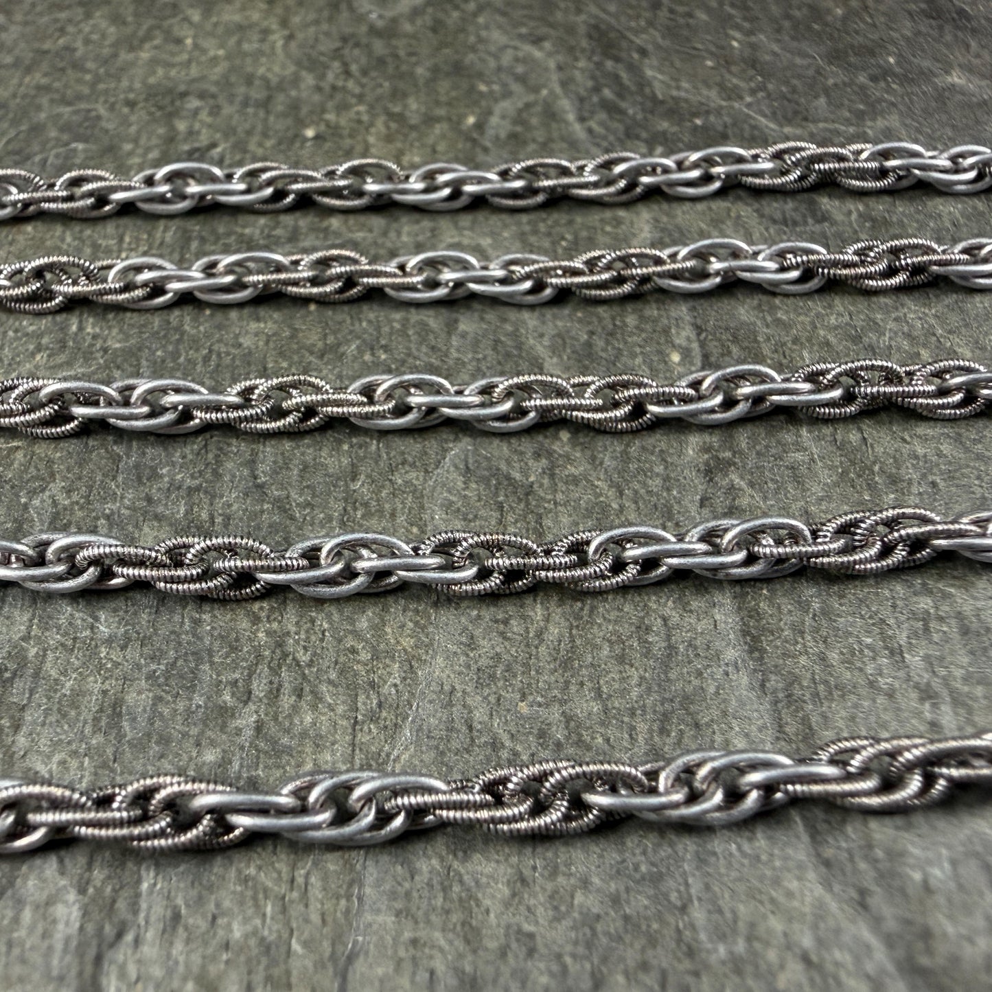 Chain by the Foot - 3mm Spiga Rope Spiral Chain - Antiqued Silver Plated Brass (CH-870AS) * 18" Length