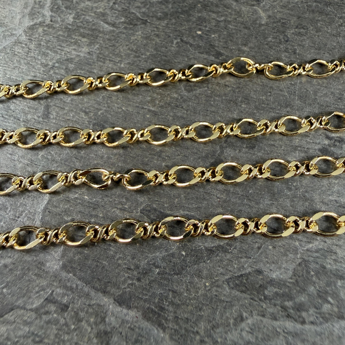 Chain by the Foot - 18k Gold Plated Brass Chain, 6.5x4mm Twisted Oval Links (F016-08G) * 18" Length