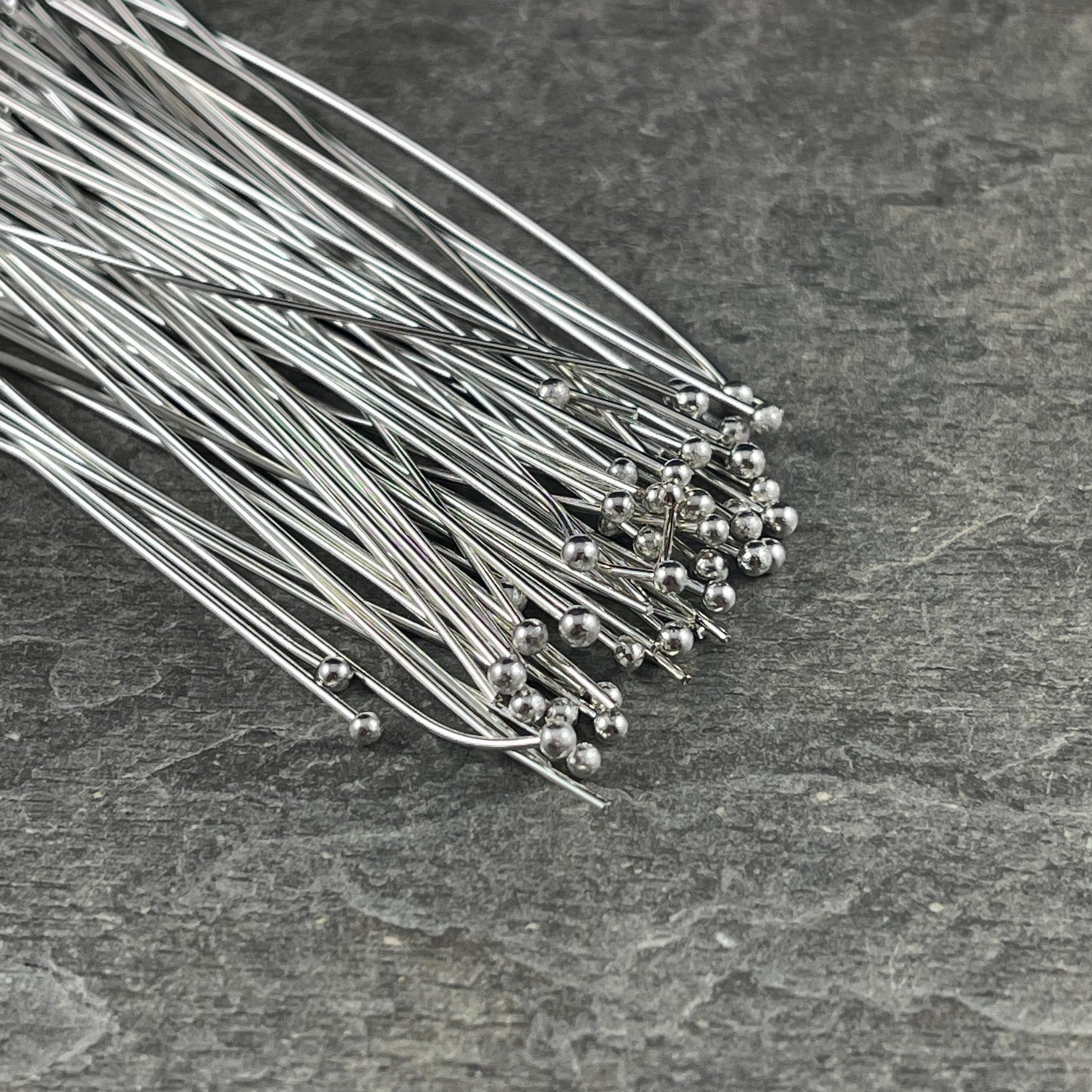 Antiqued Silver Ball Headpins - 2-1/4" 21g Platinum Plated Brass (YW0002-26C-P) * Qty. 100