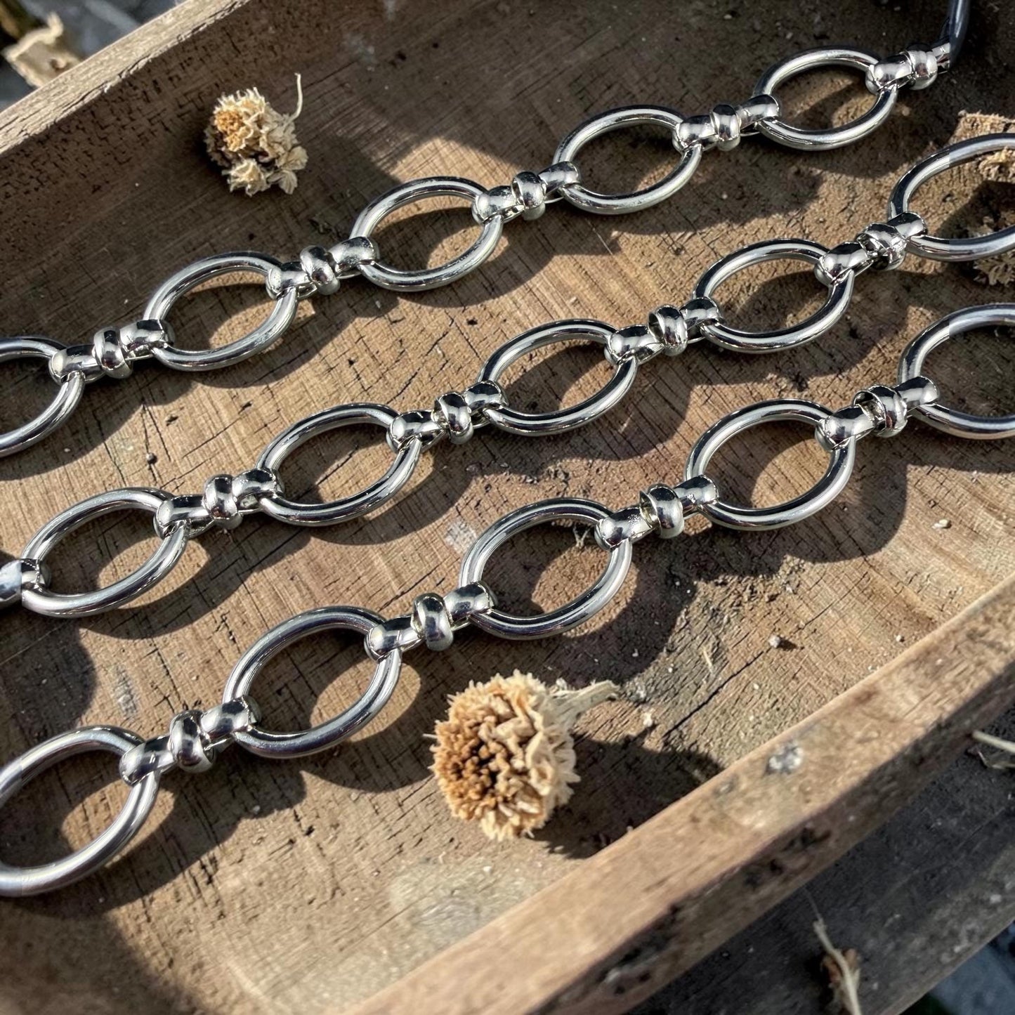 Chain by the Foot - Large Oval Statement Chain, Unwelded 16x11x2mm Iron Links, Platinum Color (T005-04P) * 1 Yard