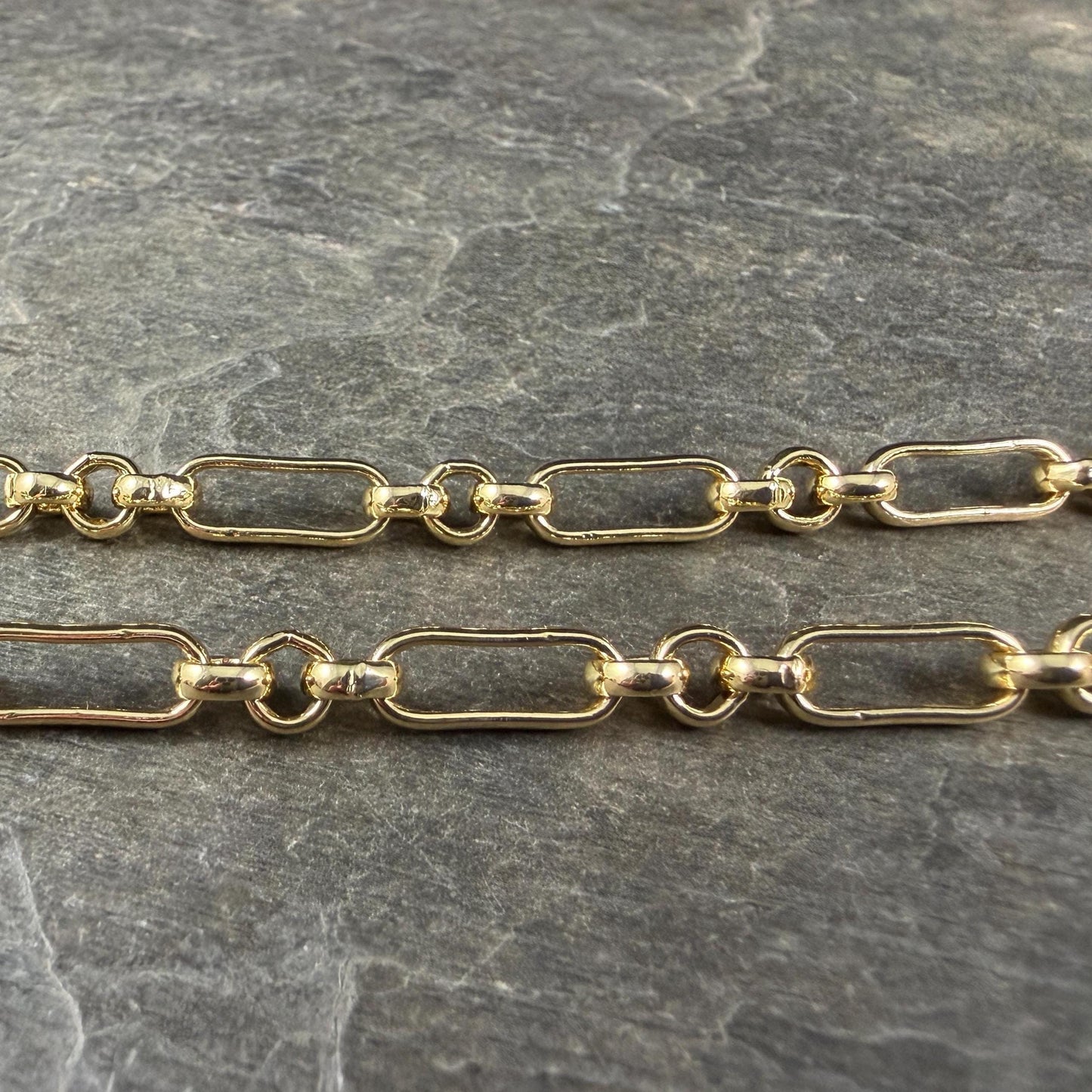 Chain by the Foot - 18k Gold Plated Brass Chain, Soldered Rolo and Oval Links (CHC-G007-06G) * 18" Length