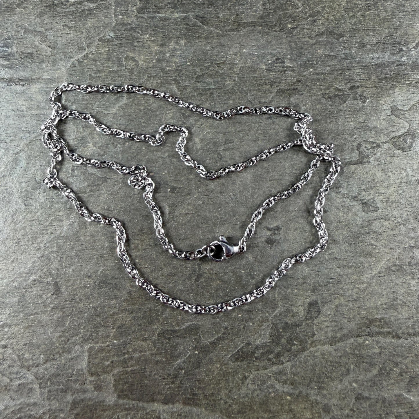 19.5" Stainless Steel Necklace, Silver Rope Chain (M174-011P-B) * 1 Necklace