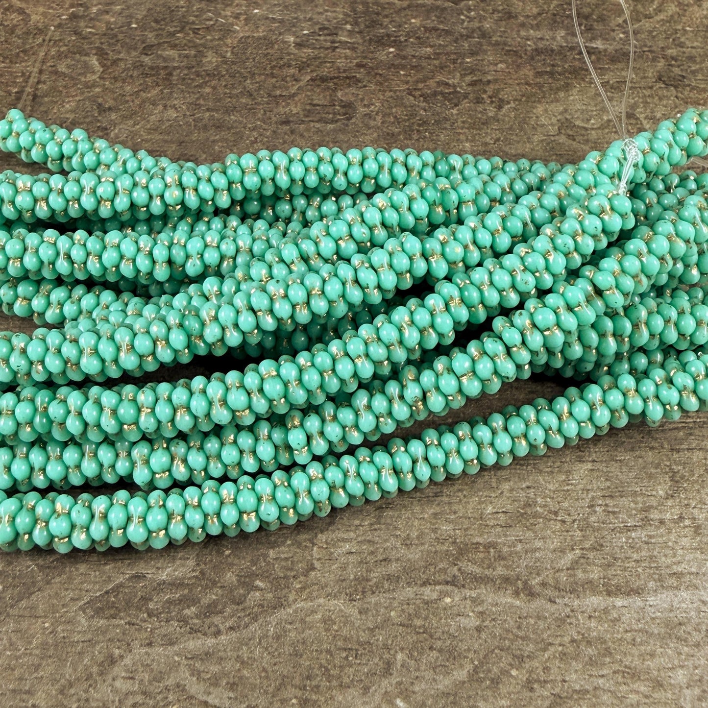 Czech Glass Beads - 5mm Daisy Spacer, Turquoise with Gold Wash (DaisySp5) * Qty. 50