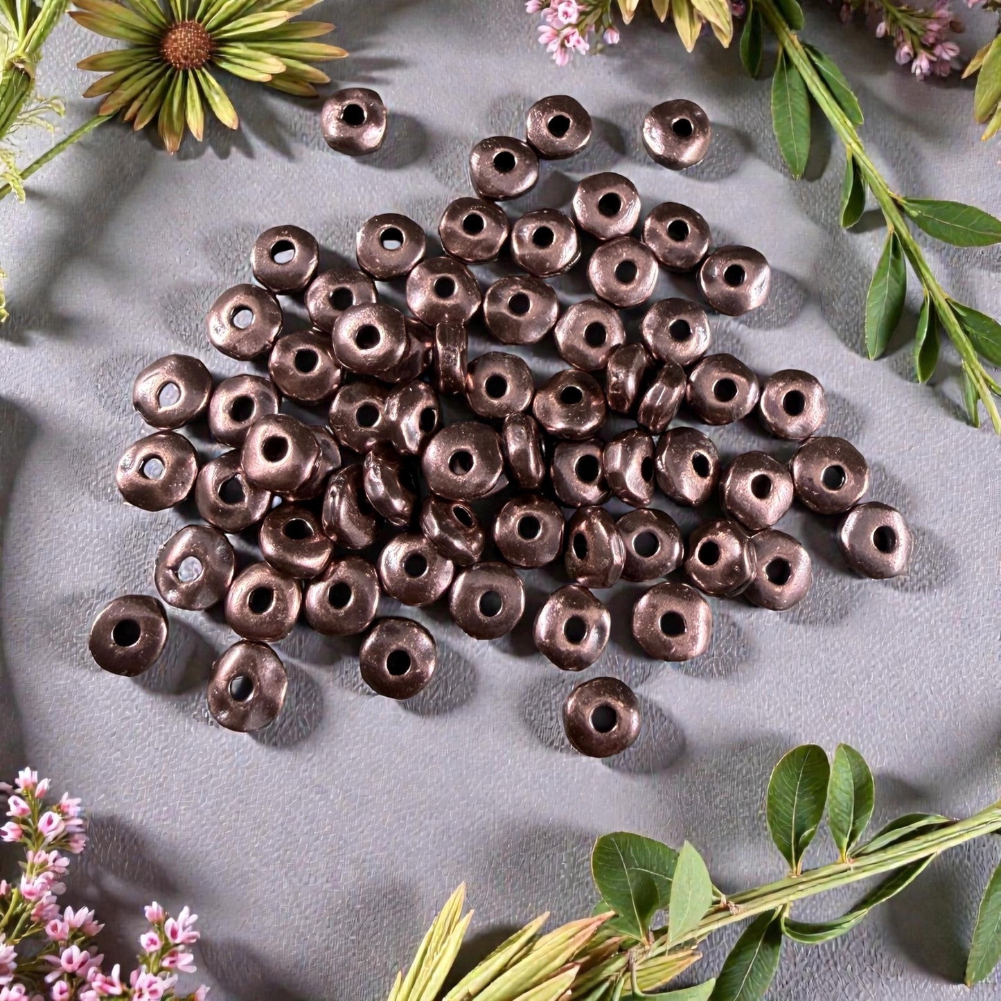 TierraCast 5mm Heishi Nugget, Organic Rondelle Spacer, Antiqued Copper (PF/398-87) * Qty. 20
