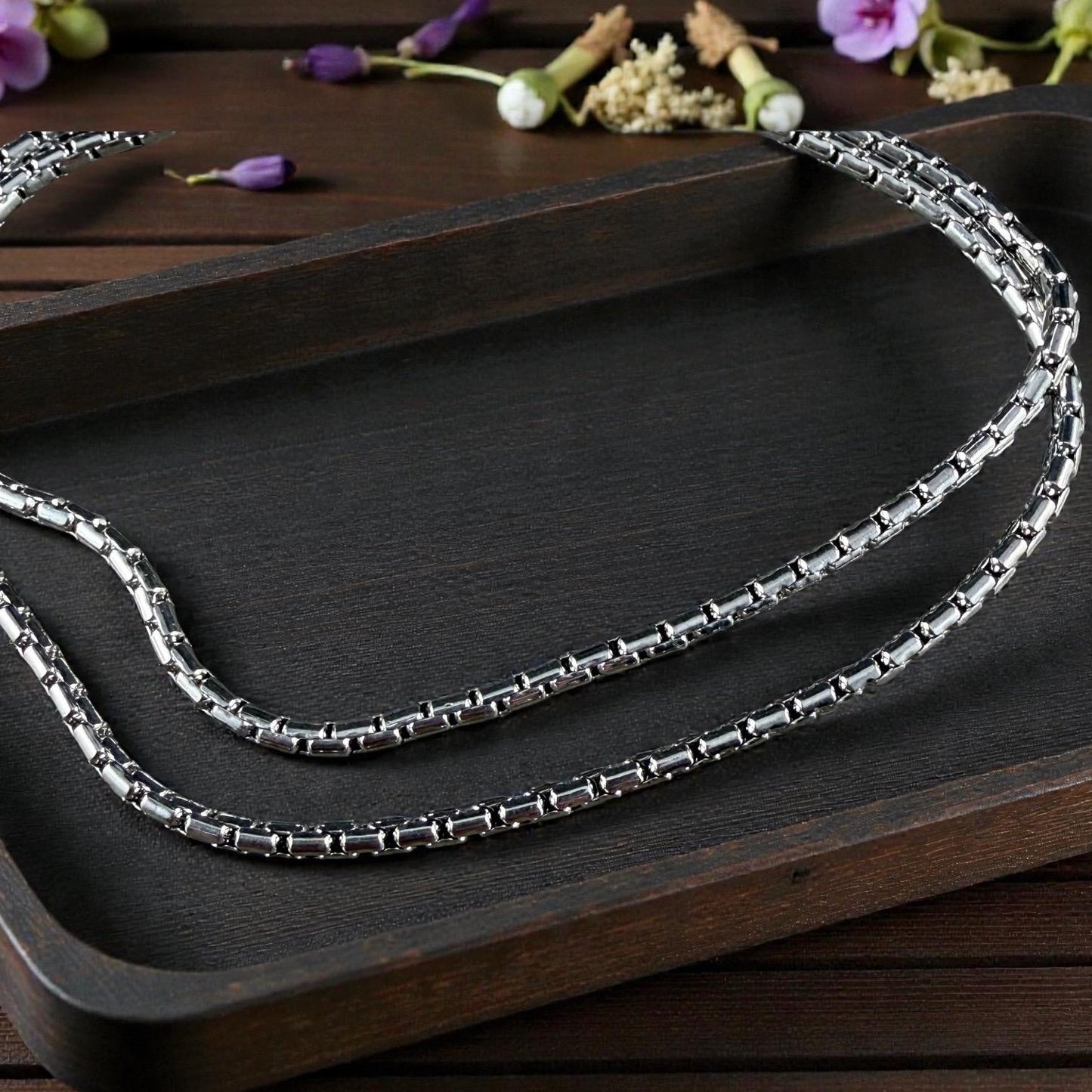 304 Stainless Steel, Boston Link, Platinum Color (E080-18P) * 19.5" Finished Necklace