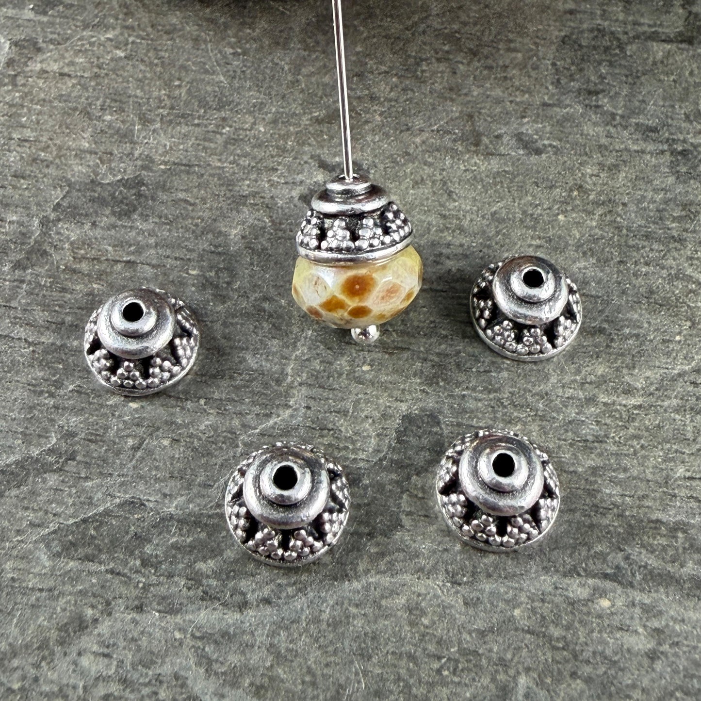 TierraCast 8mm Bali Bead Caps, Antiqued Silver Plated Pewter (PF/773-77) * Qty. 6