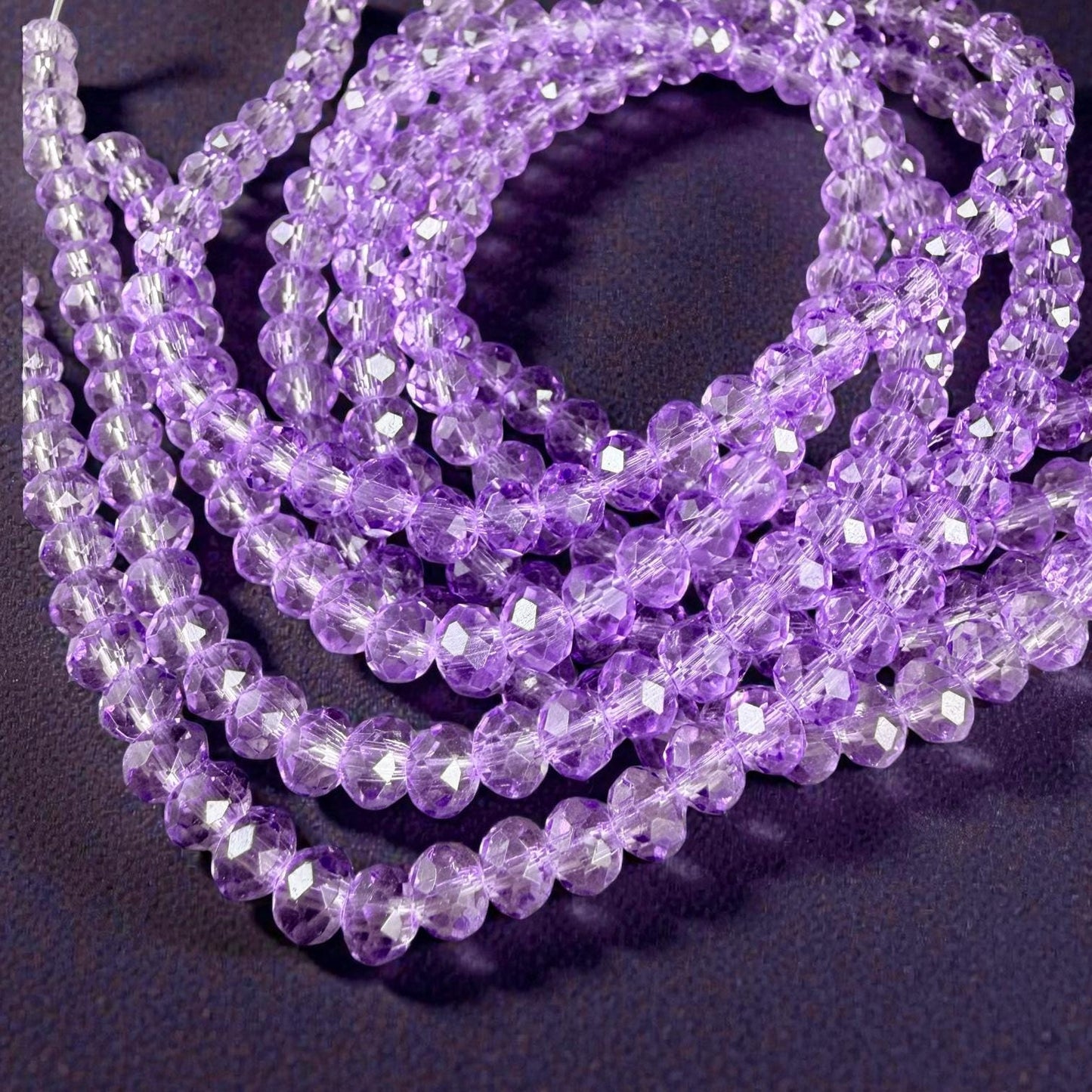 6x5mm Faceted Glass Beads, Transparent Orchid Purple (TOrchid-6) * 80 Beads