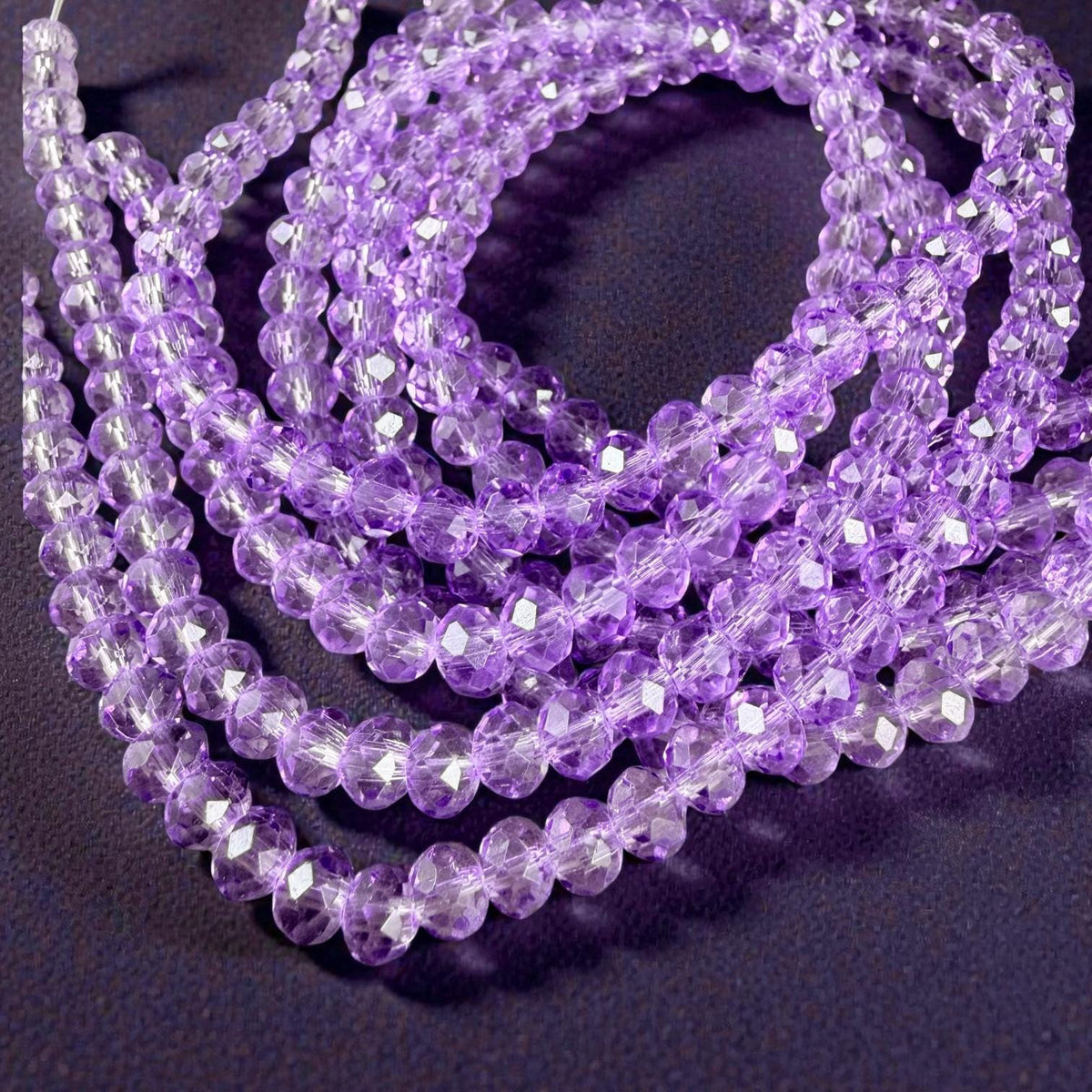 6x5mm Faceted Glass Beads, Transparent Orchid Purple (TOrchid-6) * 80 Beads