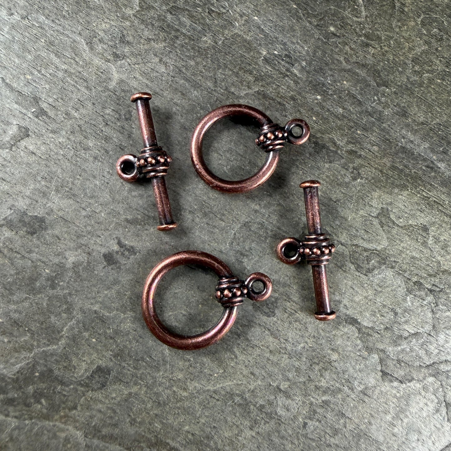TierraCast Large Beaded Toggle Clasp, Antiqued Copper Plated Pewter (PF/943-87d) * Qty. 2