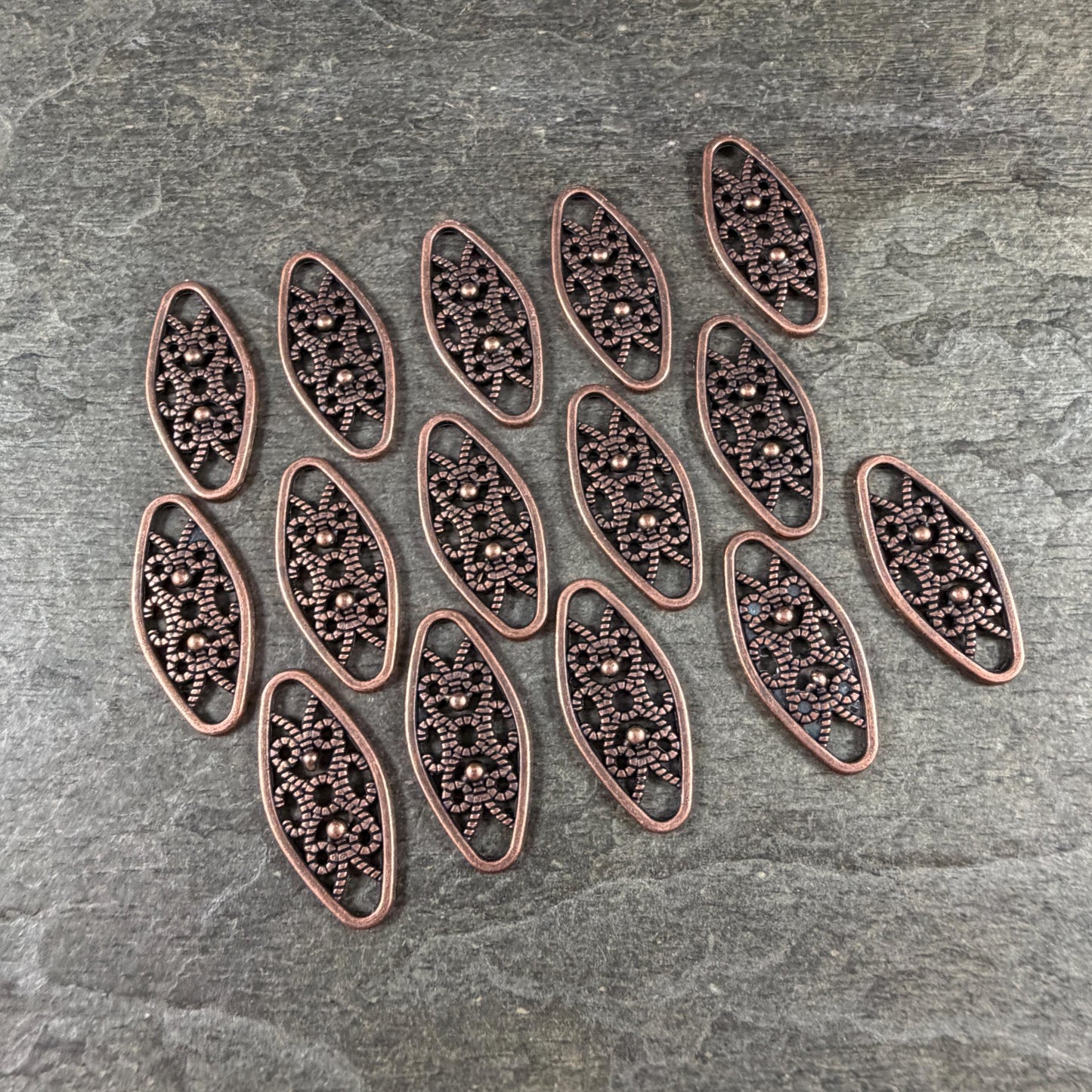 Antiqued Copper Link, 24x11mm Marquise Oval, Nickel Free Copper Connector (RLF11579Y-NF) * Qty. 30