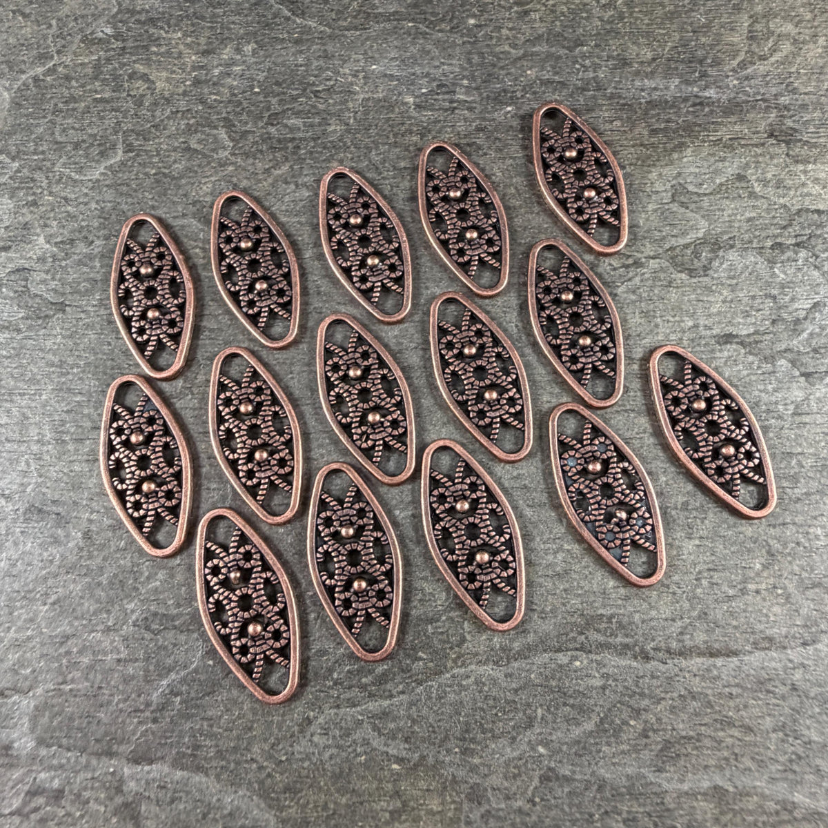 Antiqued Copper Link, 24x11mm Marquise Oval, Nickel Free Copper Connector (RLF11579Y-NF) * Qty. 30