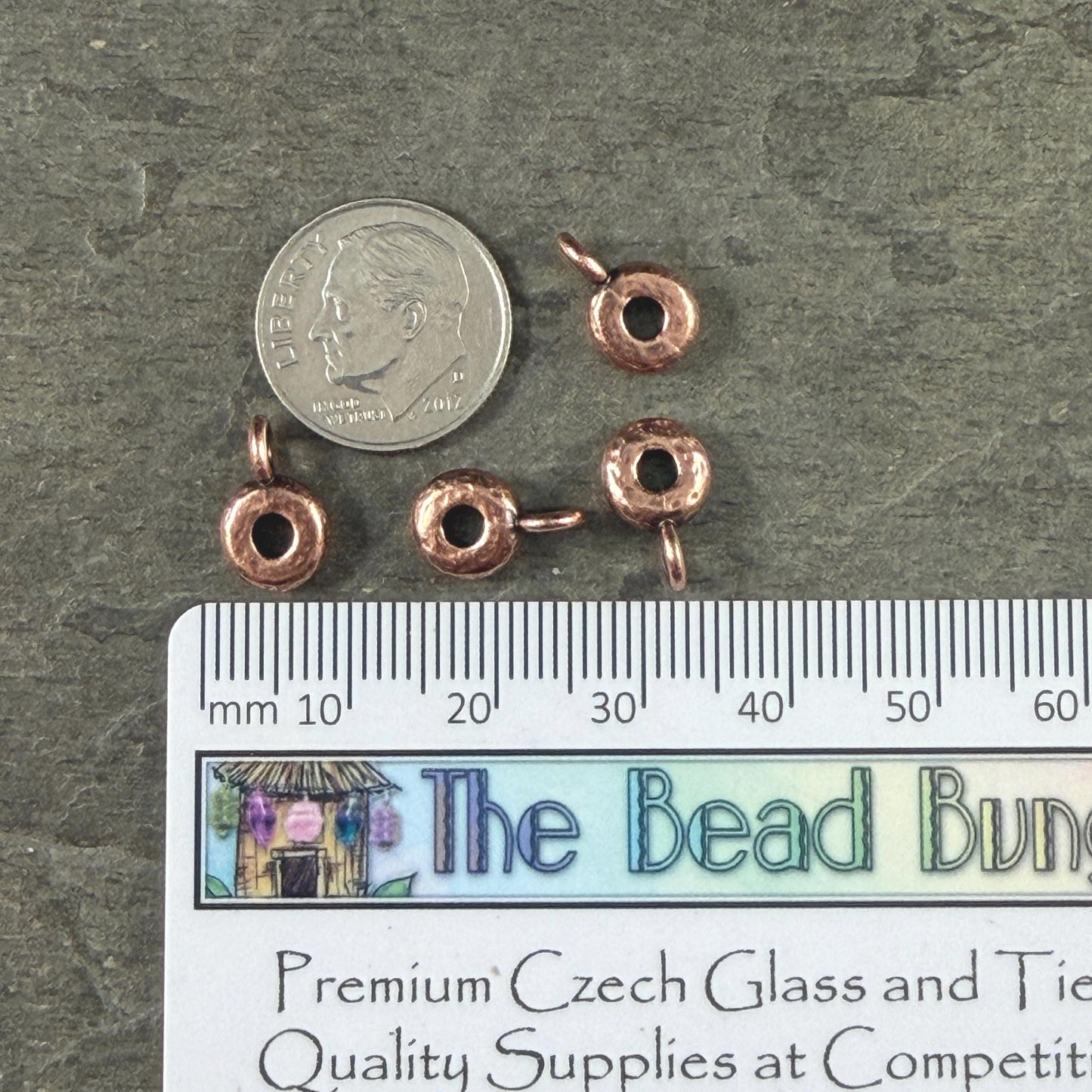 TierraCast Hammered Spacer Bead with Bail Loop, 8x3mm Spacer 2.75mm Hole (PF/892-87.lt) * Qty. 4