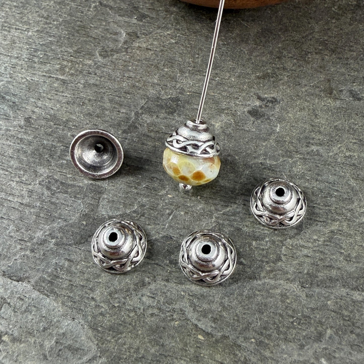 TierraCast 8mm Celtic Bead Caps, Antiqued Silver Plated Pewter (PF/745-77) * Qty. 6