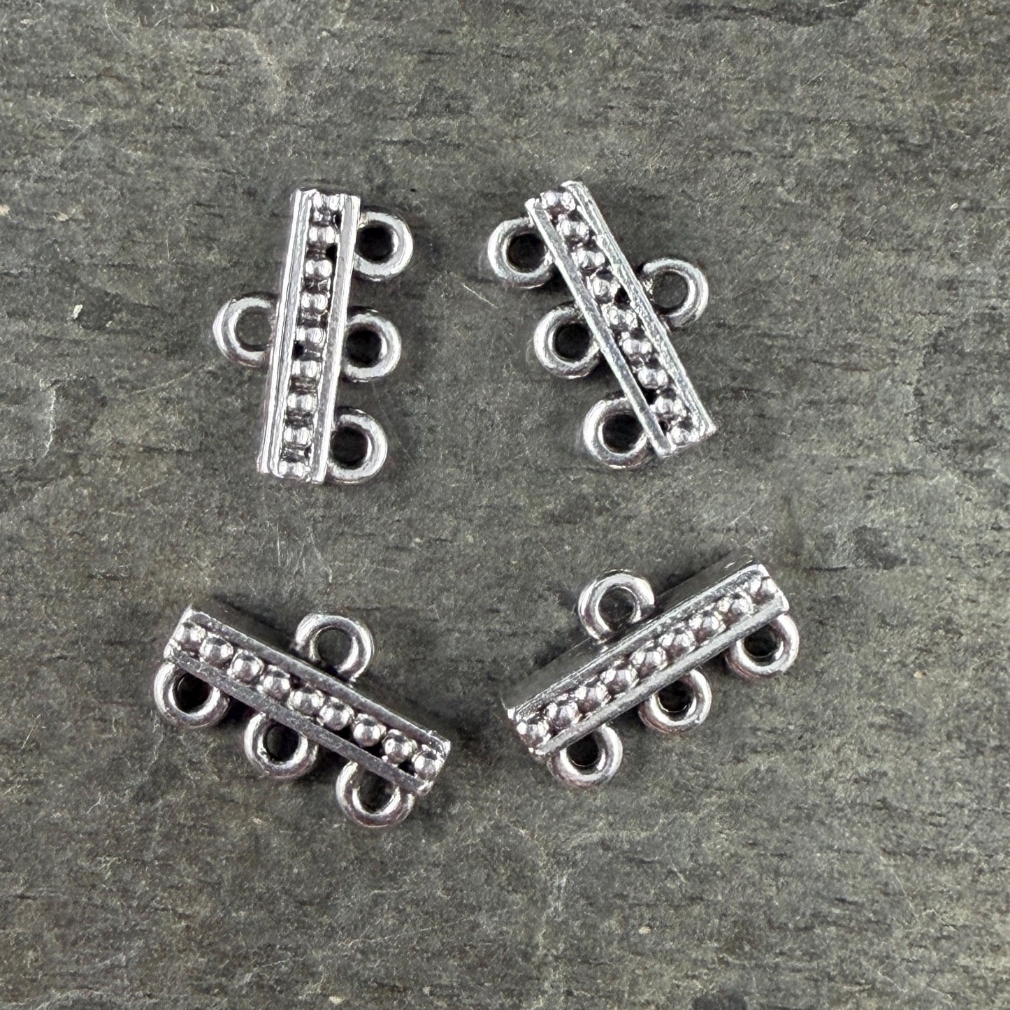 TierraCast Beaded 3 to 1 Link, Multi-Strand Connector Antiqued Silver Plated (PF/659-77) * Qty. 4