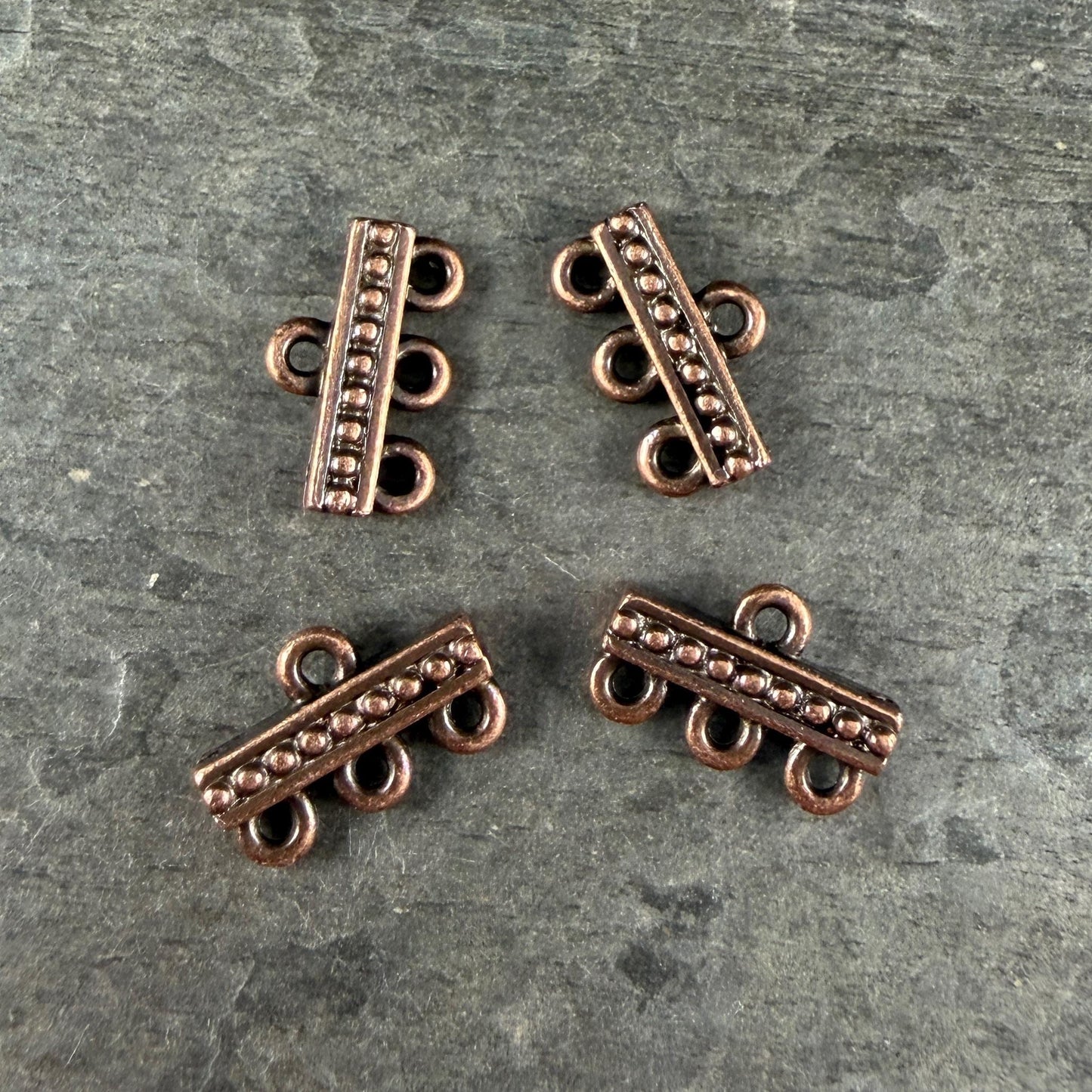 TierraCast Beaded 3 to 1 Link, Multi-Strand Connector Antiqued Copper Plated (PF/659-87) * Qty. 4