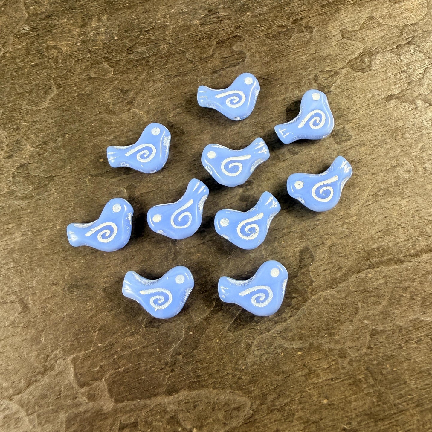 Czech Beads - Glass Bird Bead, 12x16mm, Light Blue and White (33010/46401) * 10 Beads