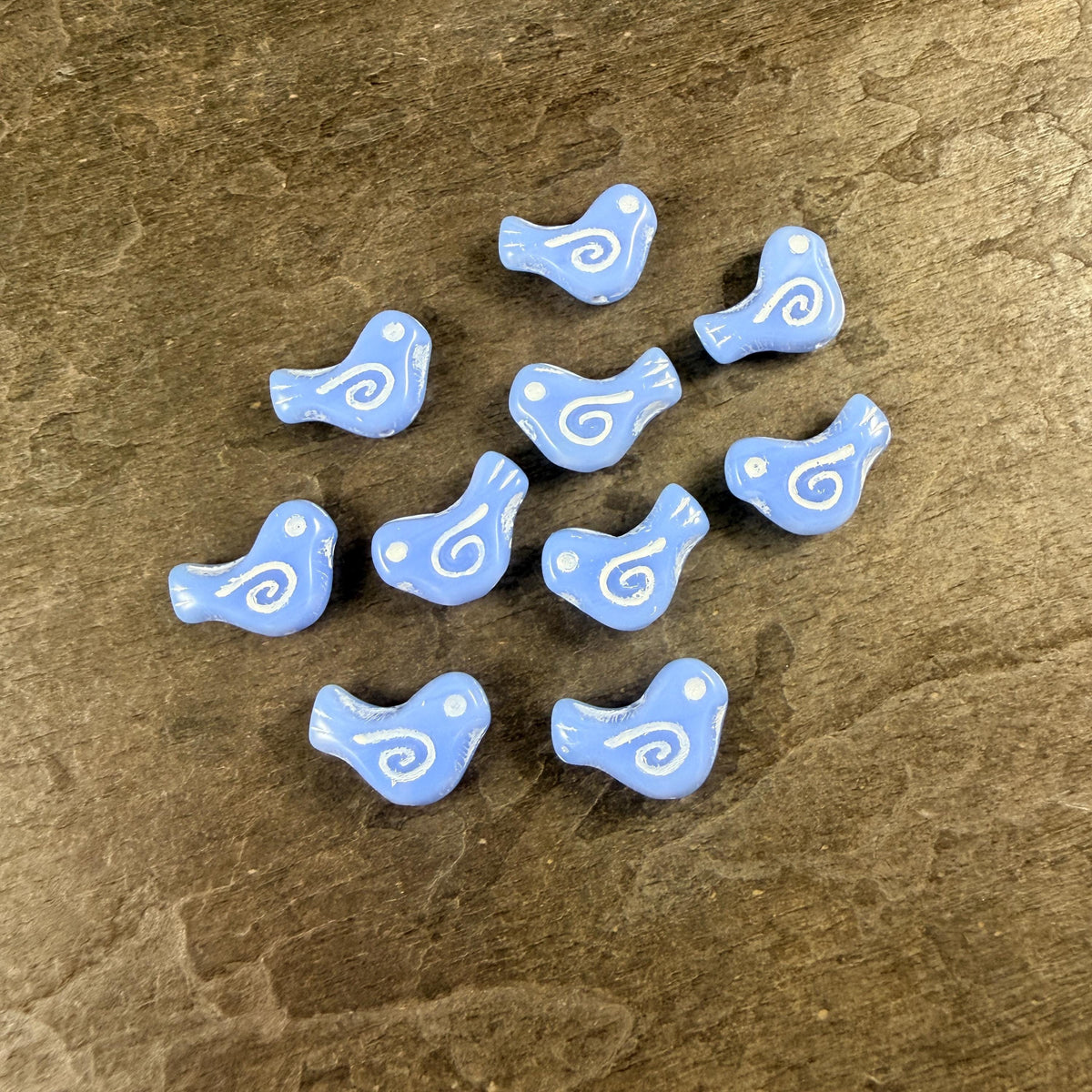 Czech Beads - Glass Bird Bead, 12x16mm, Light Blue and White (33010/46401) * 10 Beads