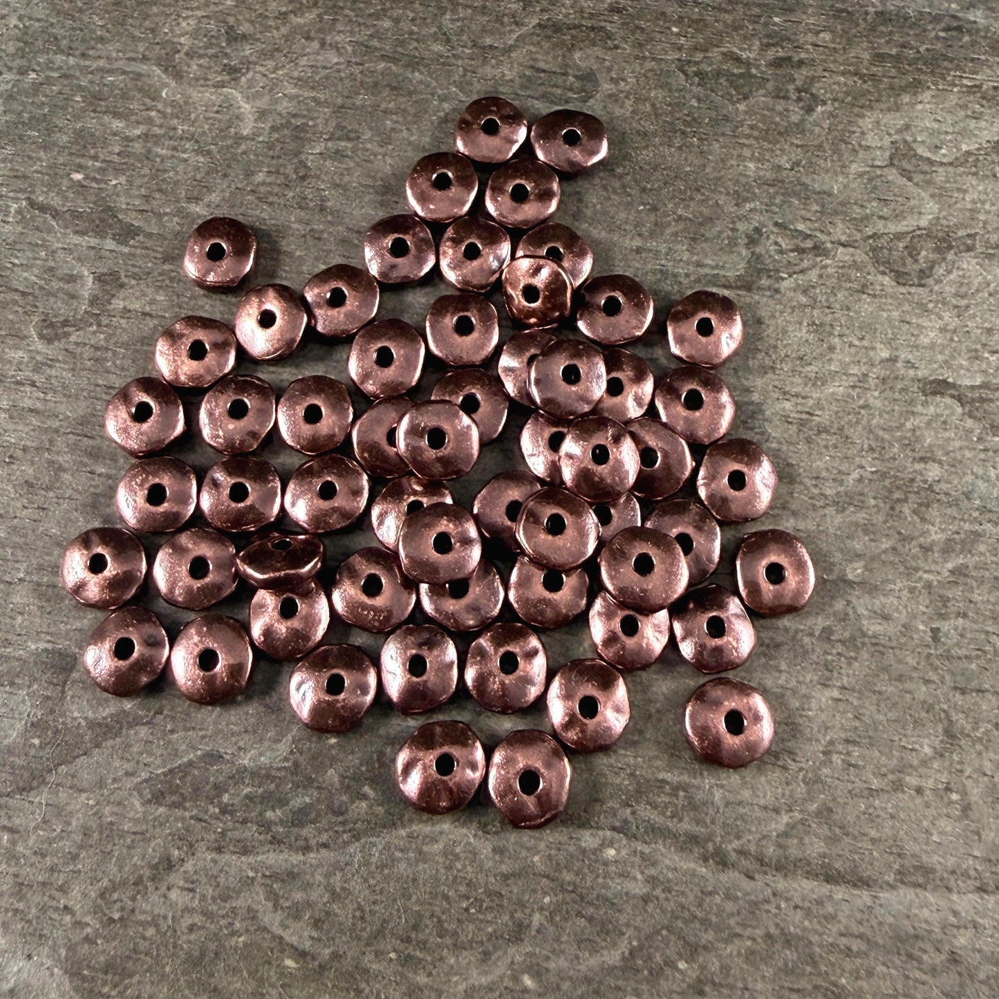 TierraCast 7mm Nugget Rondelle, Dark Antiqued Copper Plated (PF/399-87) * 20 Beads