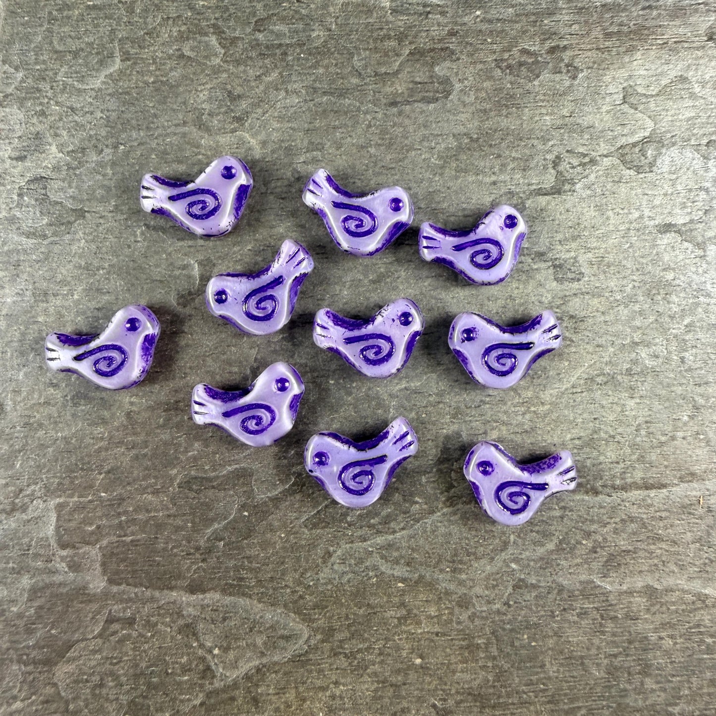Czech Beads - Glass Bird Bead, 12x16mm, Purple (26016-54326) * 10 Beads