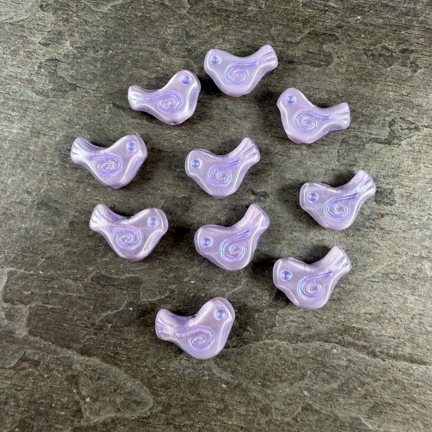 Czech Beads - Glass Bird Bead, 12x16mm, Light Purple (26016/43809) * 10 Beads