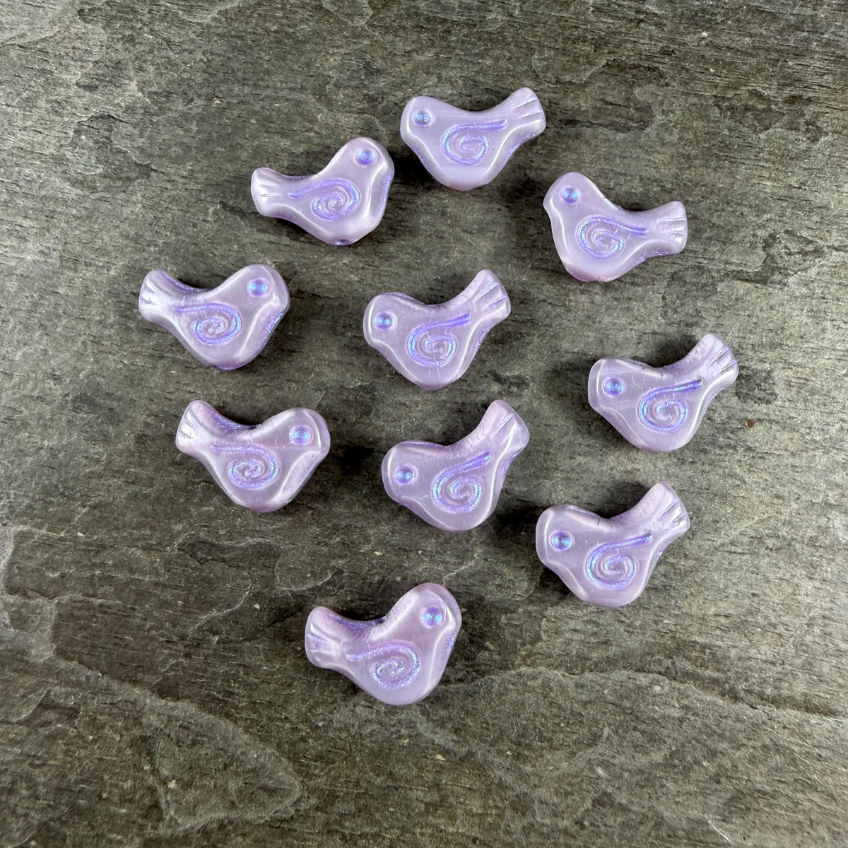 Czech Beads - Glass Bird Bead, 12x16mm, Light Purple (26016/43809) * 10 Beads