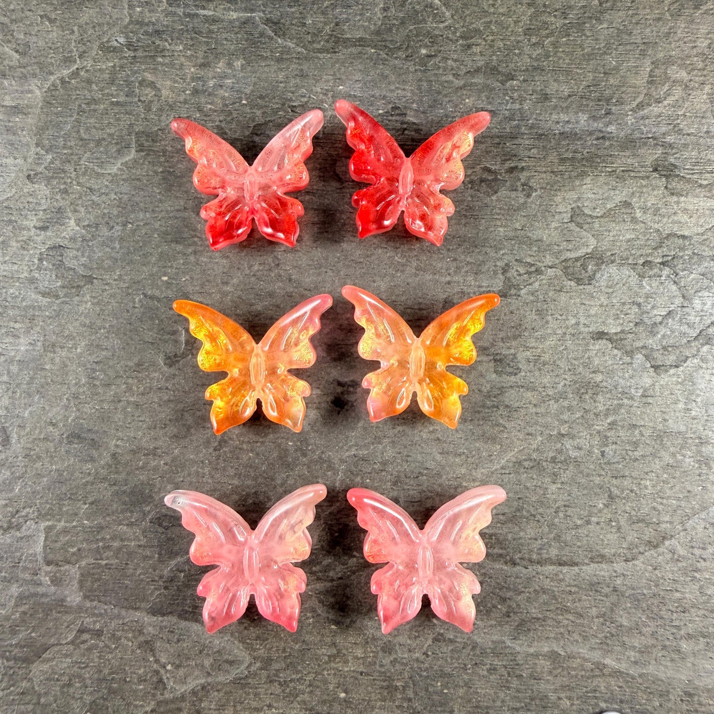 Large Glass Butterfly - Watermelon, Peach and Pink Focal Beads * 6 Beads