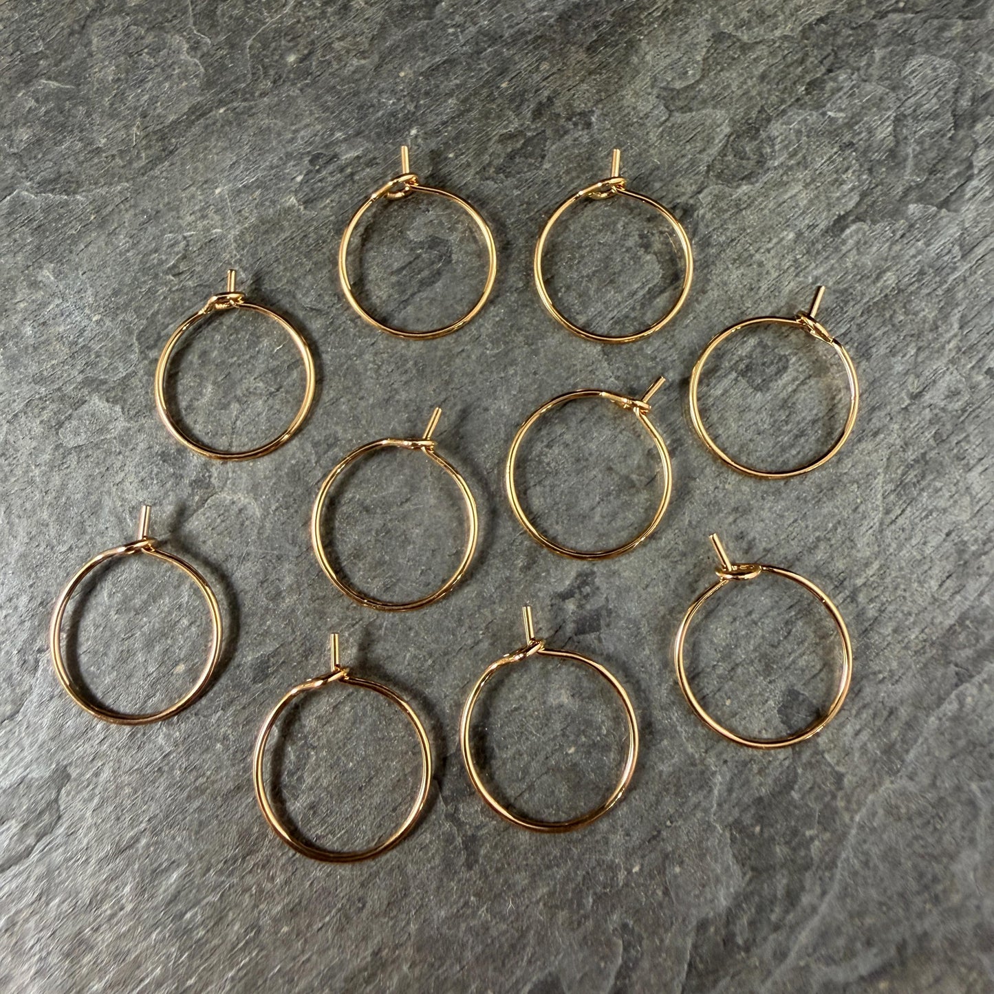 Endless Hoop Earring, 15mm, 20g 24k Gold Plated Brass Ear Wires (PF/862-15-12) * Qty. 14