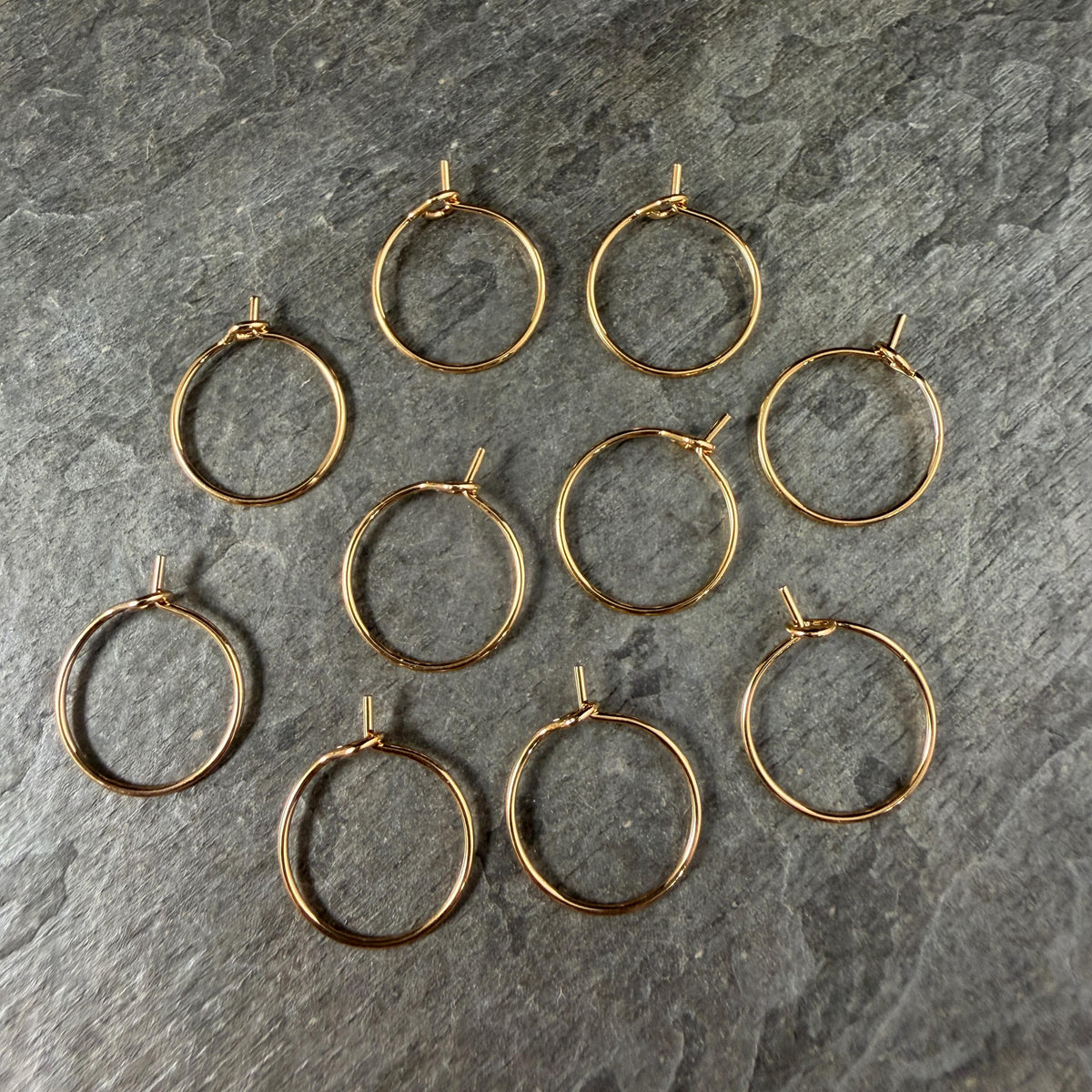 Endless Hoop Earring, 15mm, 20g 24k Gold Plated Brass Ear Wires (PF/862-15-12) * Qty. 14