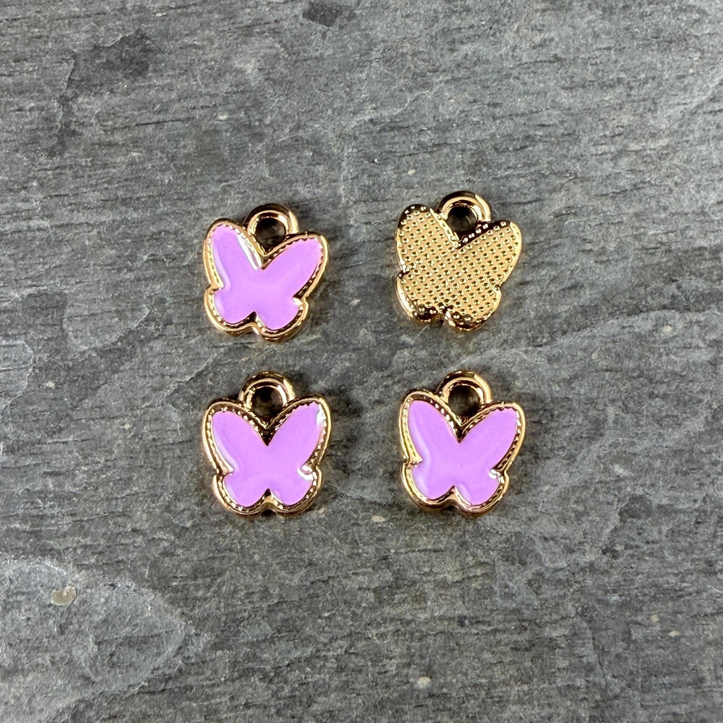 24k Gold Plated Butterfly Charm with Cheerful Lilac Purple Enamel (PF/15313-13-0314) * Qty. 4