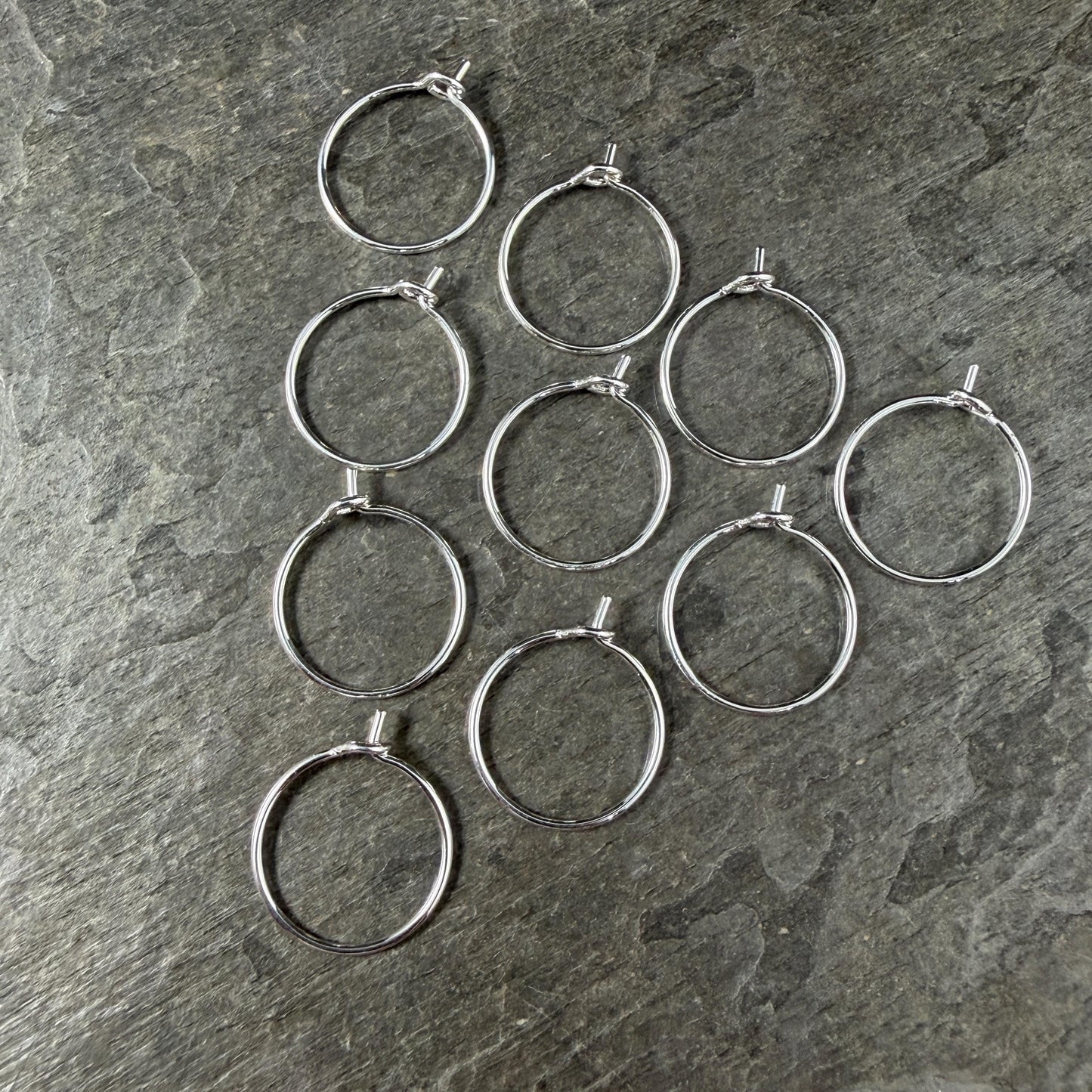 Endless Hoop Earring, 15mm, 20g Silver Plated Brass Ear Wires (PF/862-15-10) * Qty. 24