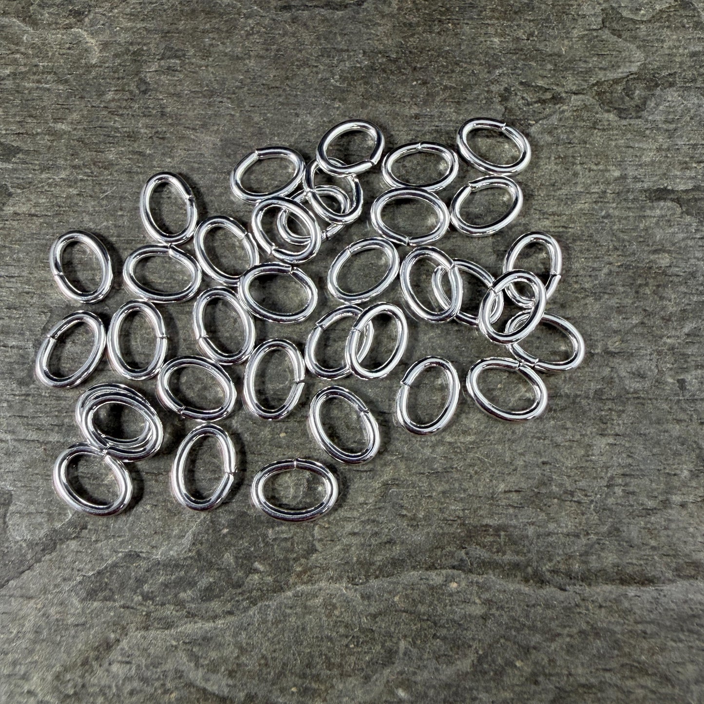 8x6mm Oval Jump Rings, 16g Open, Silver Plated Brass (FMG/5081) * Qty. 100
