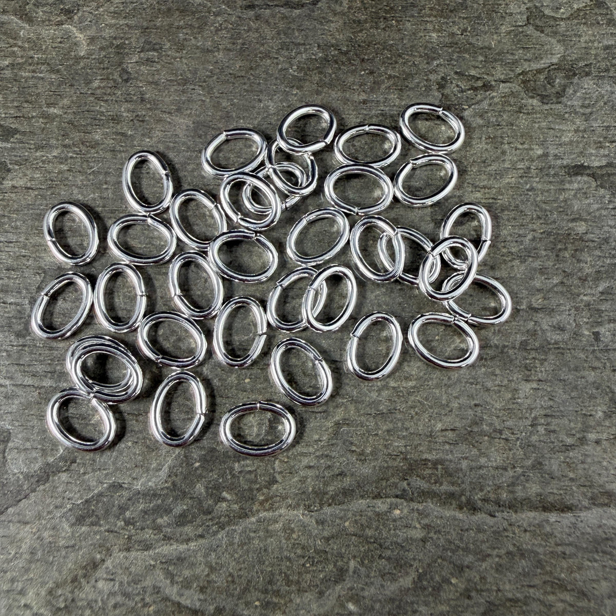 8x6mm Oval Jump Rings, 16g Open, Silver Plated Brass (FMG/5081) * Qty. 100
