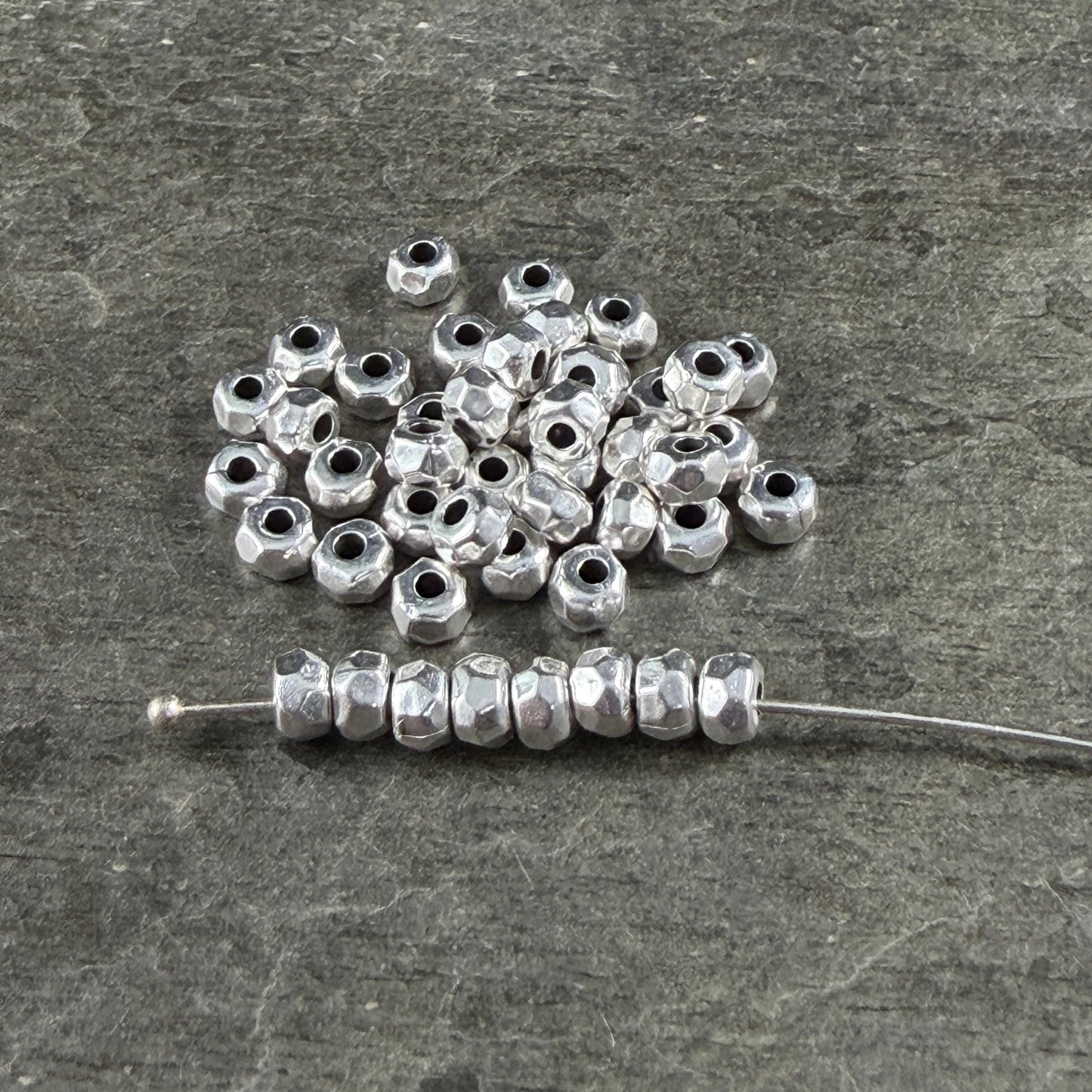 Antiqued Silver Plated, 4.3mm Organic Nugget, 1.5mm Hole (PF/011032-77) * Qty 20
