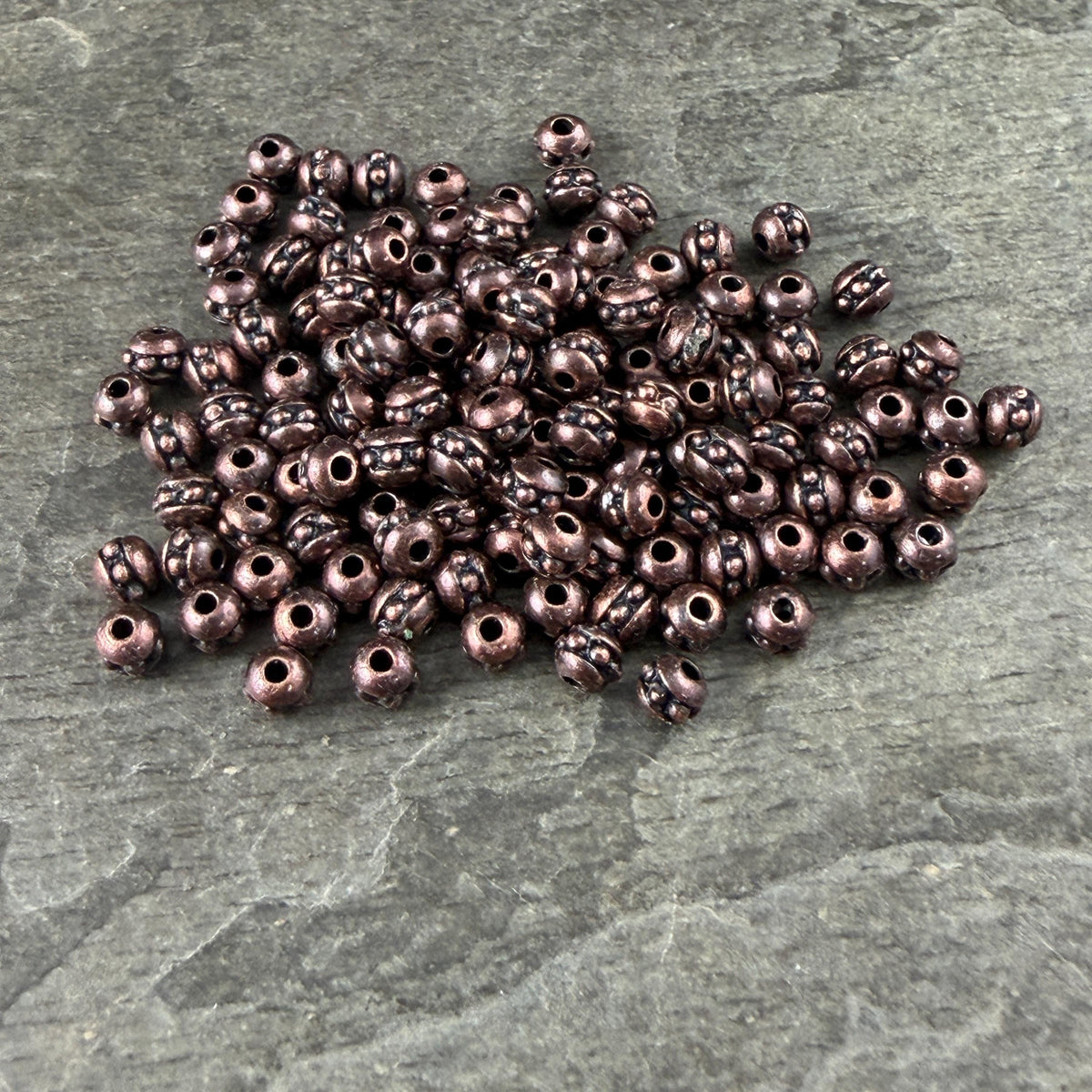 TierraCast 3mm Round Beaded Spacer, Antiqued Copper Plated Seed Bead Size 8 (PF/406-87d) * Qty. 50
