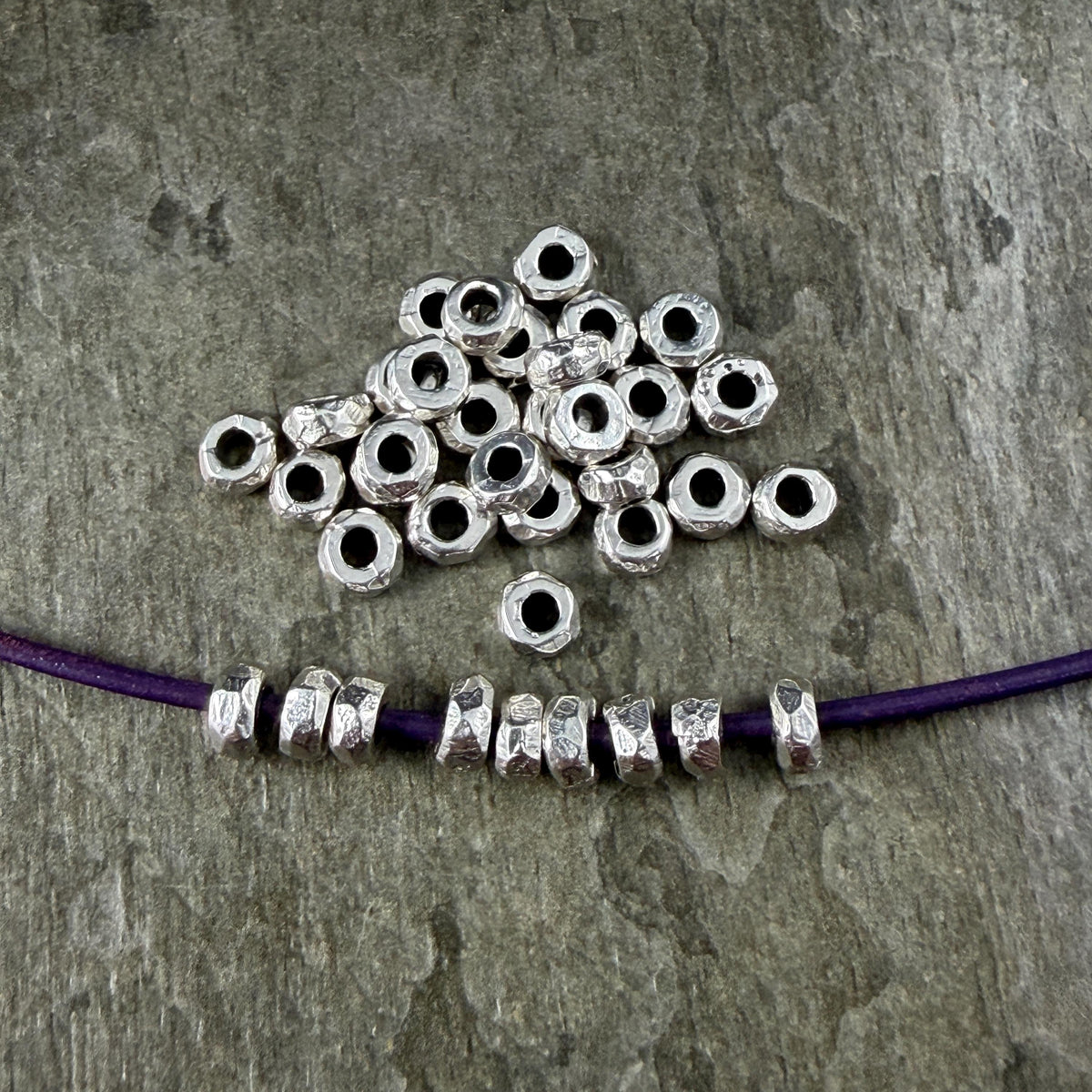 Antiqued Silver Plated Beads, 5mm Organic Nugget, 2.2mm Hole (PF/02788-02-77) * Qty 20