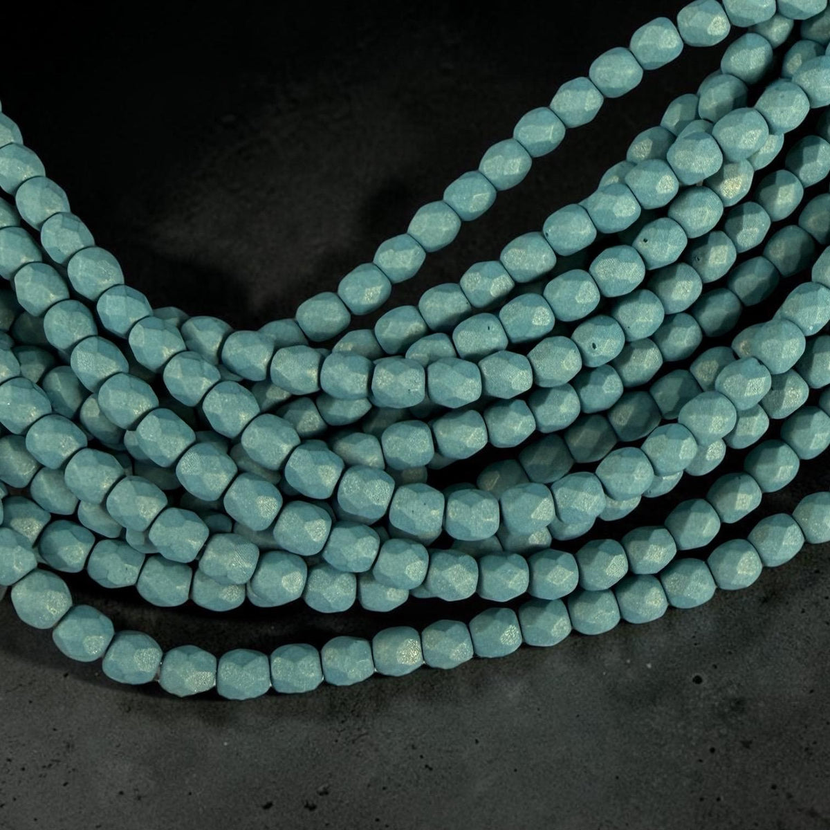 Czech Glass - 4mm Faceted Round Beads, Slate Blue Matte Finish (FP4/SM-29771) * Qty 50