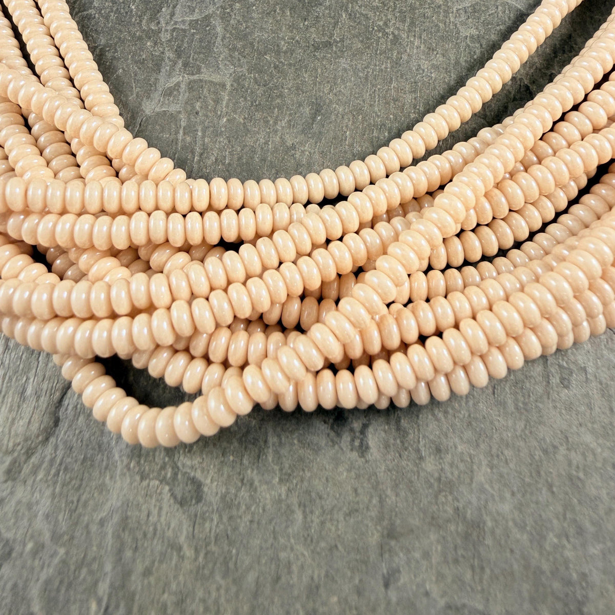 Czech Glass Beads - 4x2mm Heishi Rondelle, Ivory Beige (RD4/SM-P14413) * Qty. 100