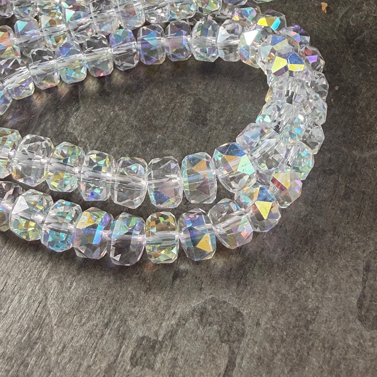 8x5.25mm Faceted Rondelle - Transparent with AB (8x5RON-ClearAB) * 30 Beads