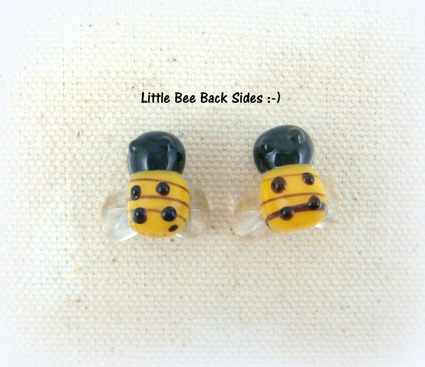 Bee Beads, Yellow and Black Bumble Bees, Lamp Work Beads - Bumble Bee Lampwork Beads - 13mm - Select Pair or Individual from Options