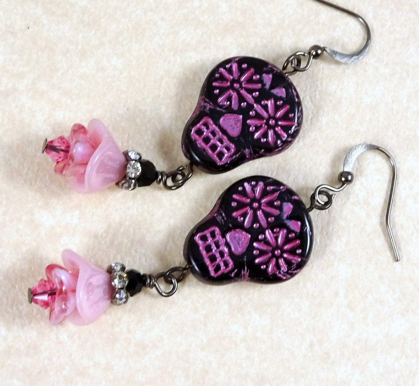 Slate Blue 3-Petal Flower Beads ~ Czech Glass Beads ~ 12x9mm Dark Blue Glass Flower Beads (FLLB/RJ-1066) * Qty. 8