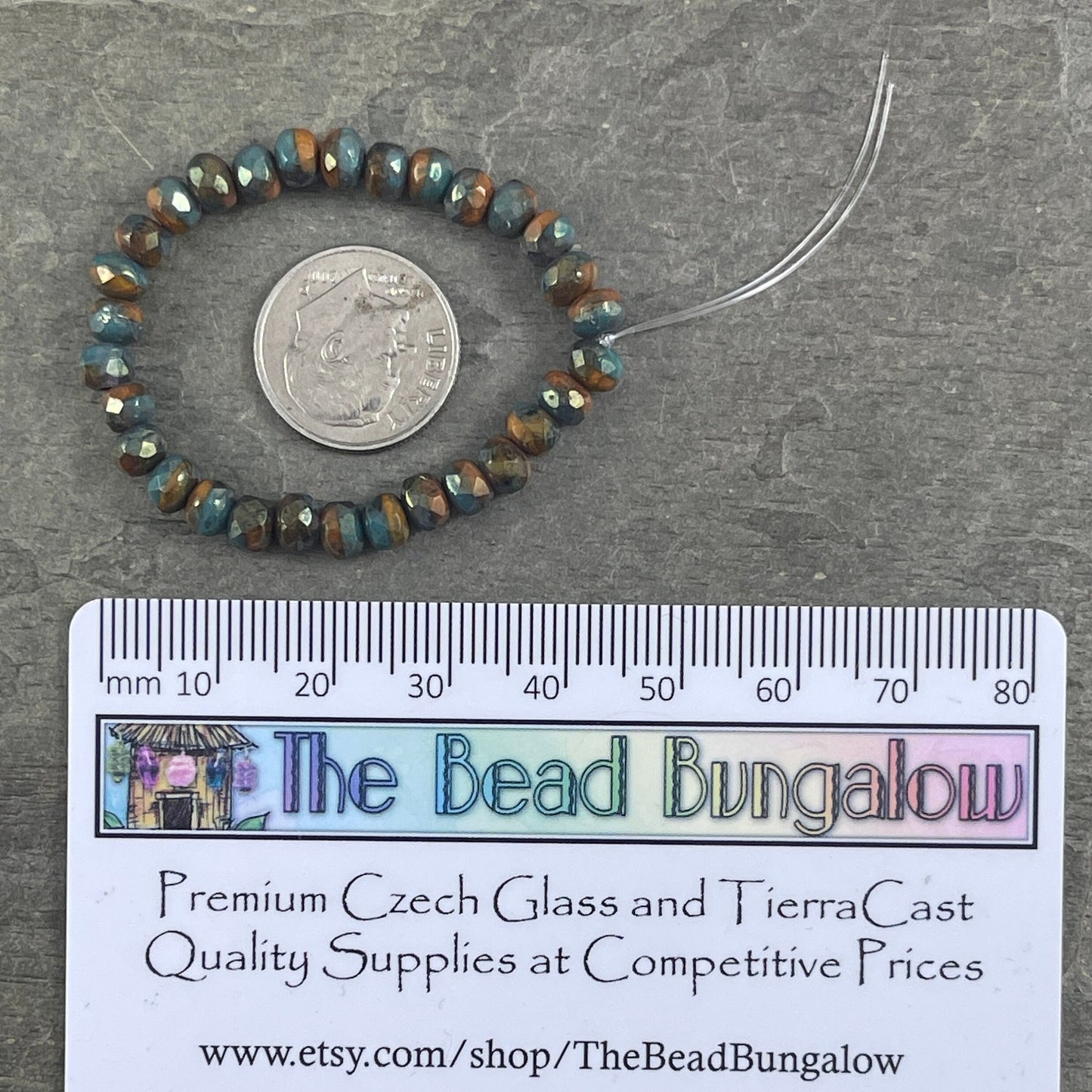 Opaque Teal and Mustard Orange with Golden Finish Czech Glass Beads 5x3mm Rondelle Rustic Faceted Rondelles (R5/RJ-2695) * Qty. 30