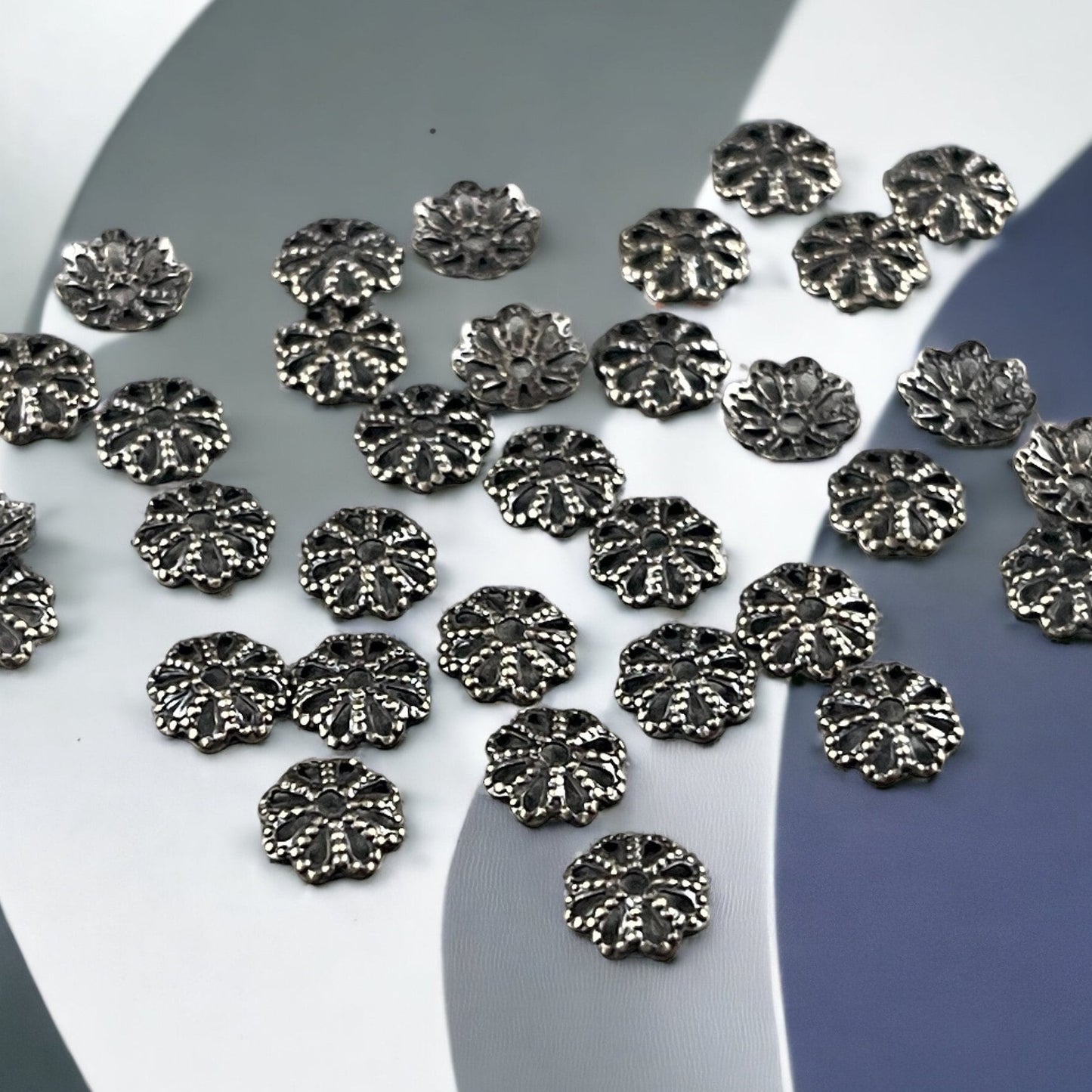 6mm Lacy Low Profile Bead Caps ~ Filigree Antiqued Brass Bead Caps (BC-1078) * Qty. 50