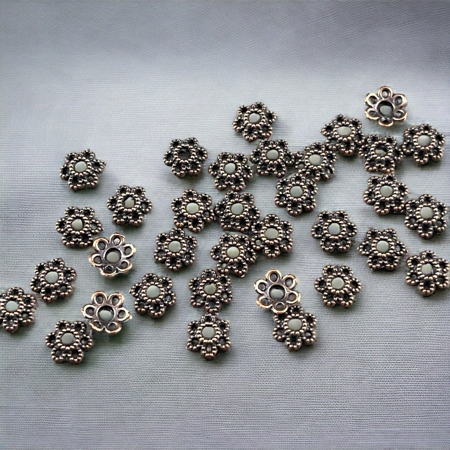 Antiqued Copper Bead Caps ~ 6mm Filigree Flower Petals, Delicate and Dainty Small Bead Caps (S221-R-NF) * Qty. 100