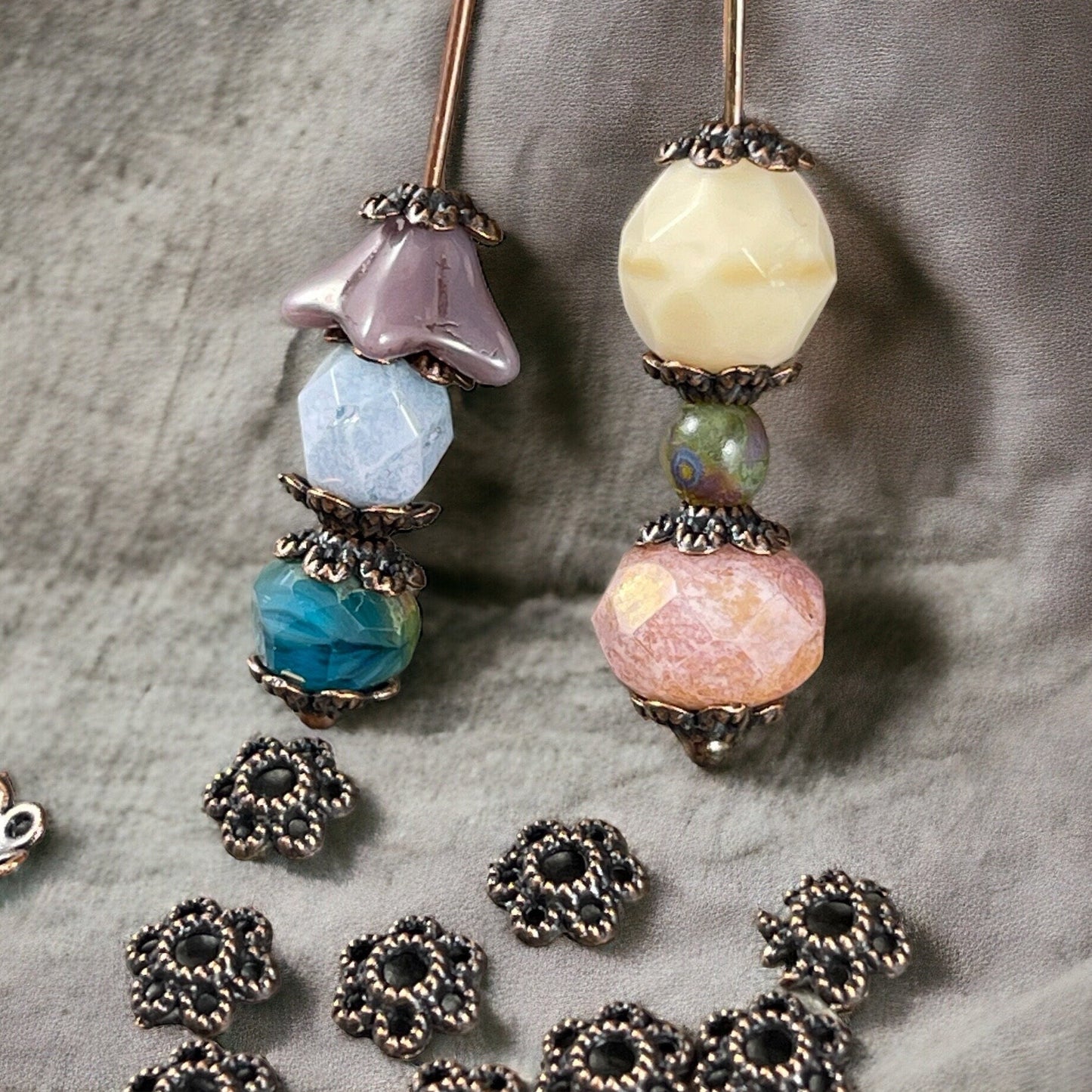 Antiqued Copper Bead Caps ~ 6mm Filigree Flower Petals, Delicate and Dainty Small Bead Caps (S221-R-NF) * Qty. 100