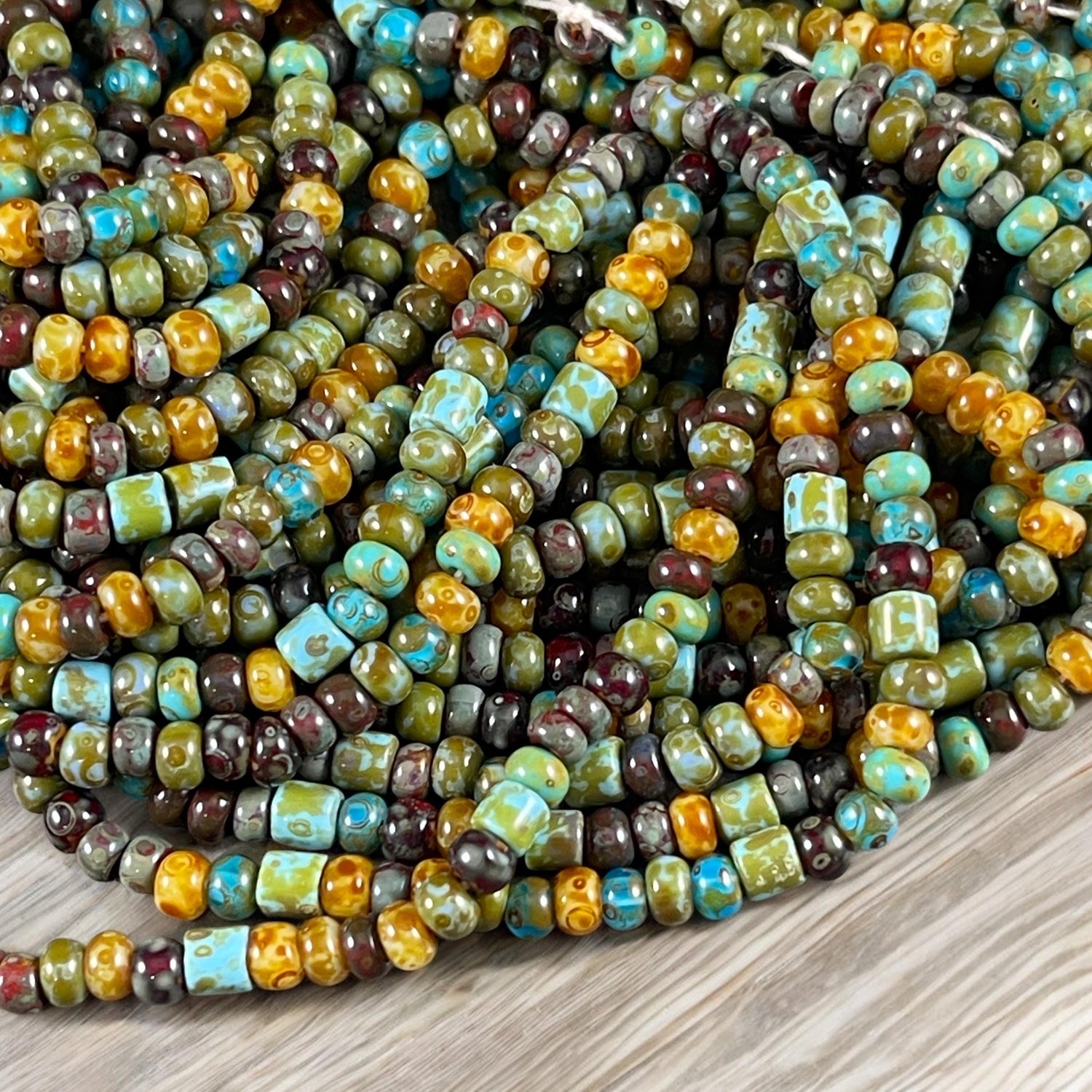 Aged Picasso Tube/Seed Beads
