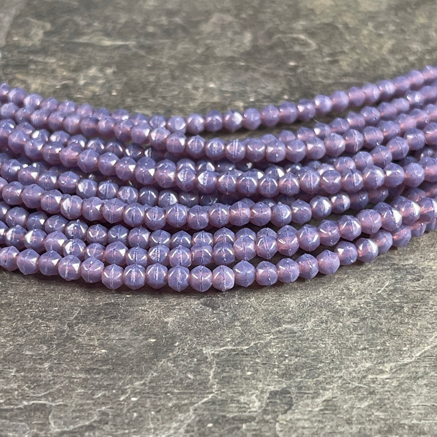 3mm English Cut Lavender Czech Glass Beads ~ Milky Amethyst Glass Beads (EC3/SM-21010) * Qty. 50